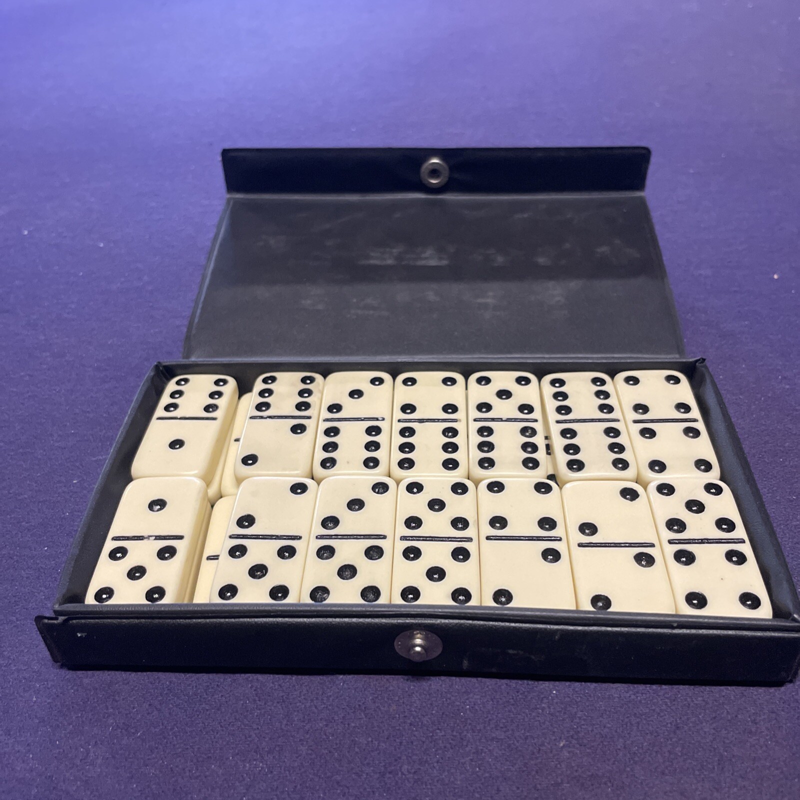 Dominoes Double 6 Six Standard Size Ivory Tile Set Of 28 Pcs Vinyl Case