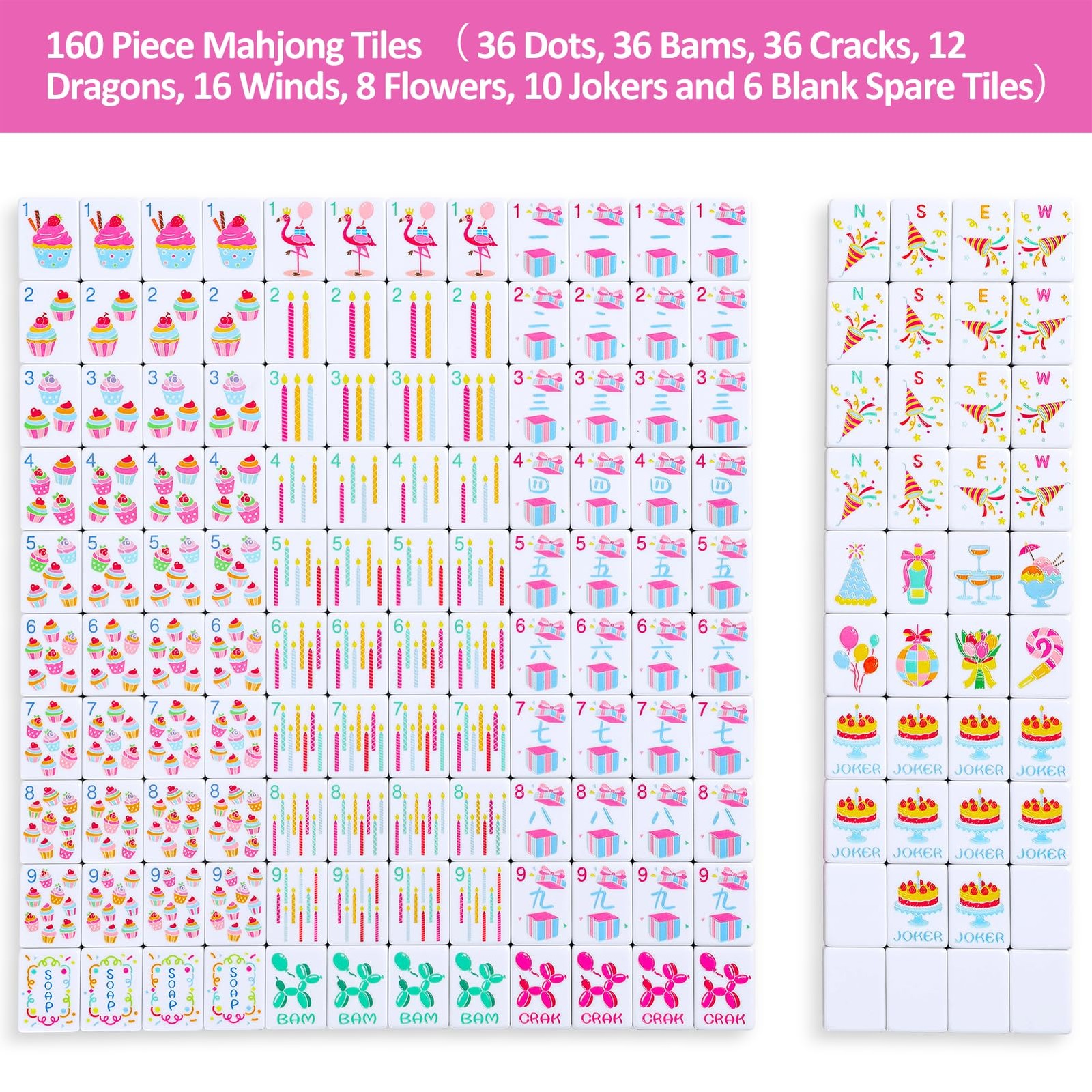Majolicia American Mahjong Tile Set, 160 Engraved Tiles with Accessories and …