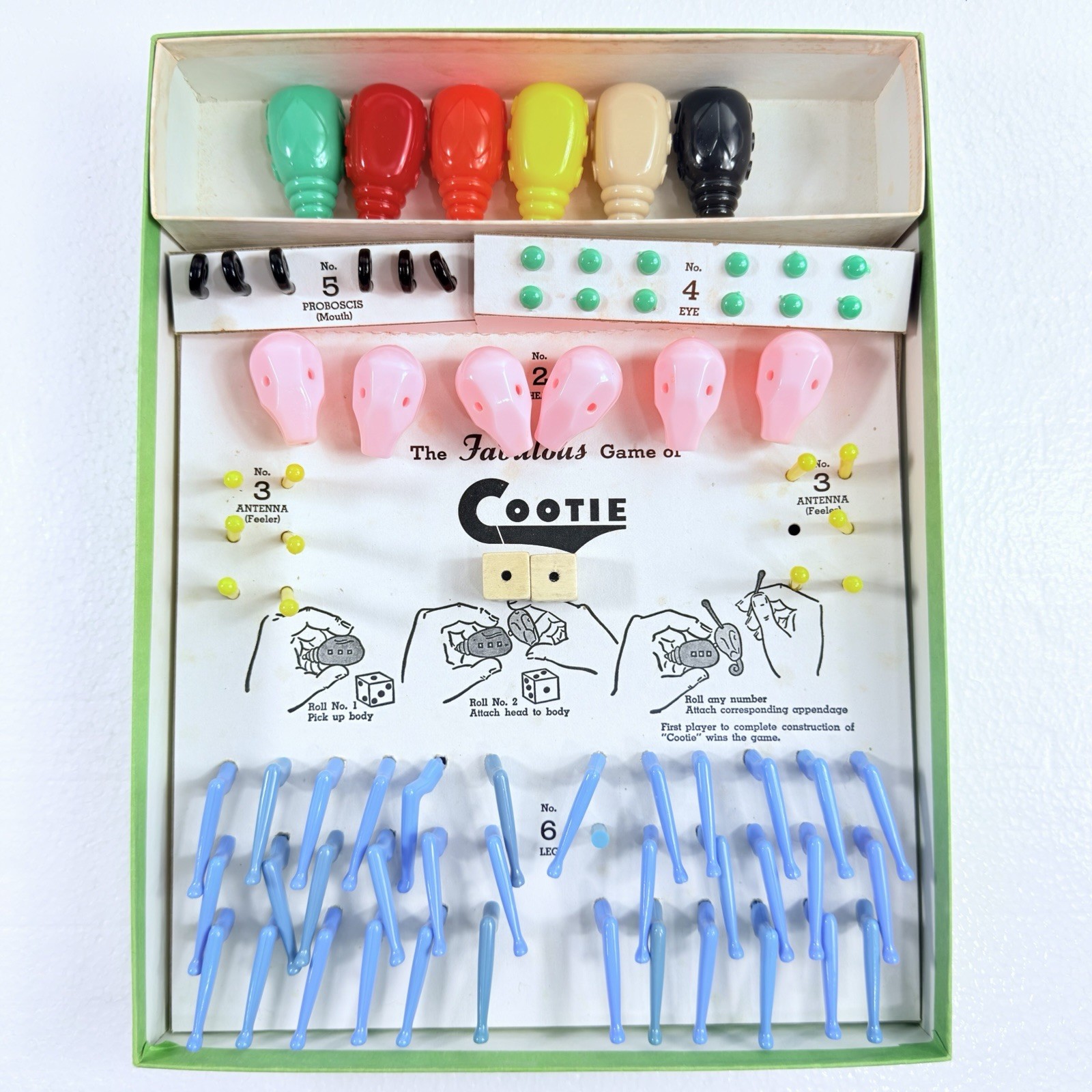 Vintage Schaper Manufacturing Co. 1949 The Game Of Deluxe 6 COOTIE Near Complete