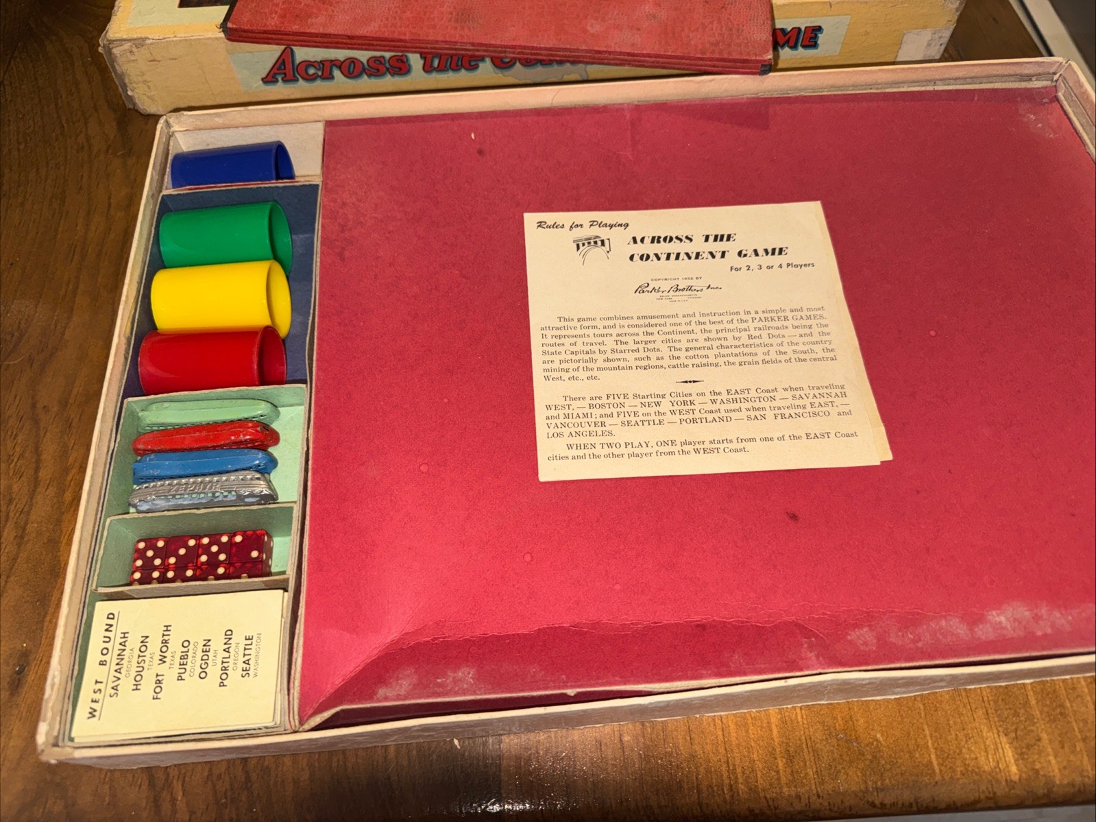 Vintage Parker Brothers Across the Continent Board Game Complete