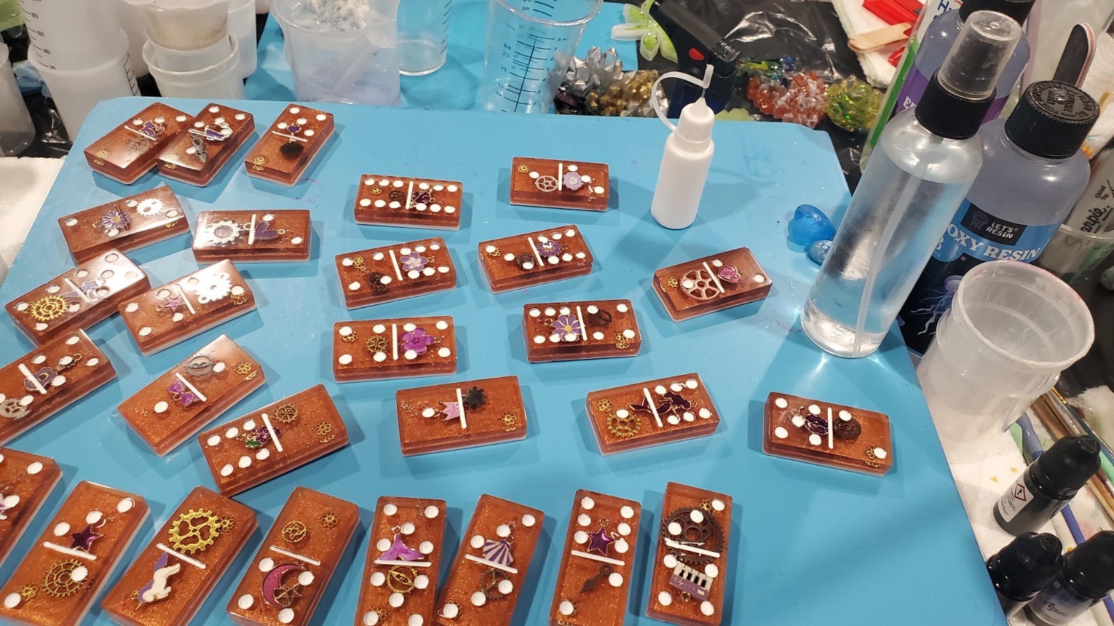 Handmade Steampunk Resin Dominoes Complete Game Set, 2+ Players, Age 8+