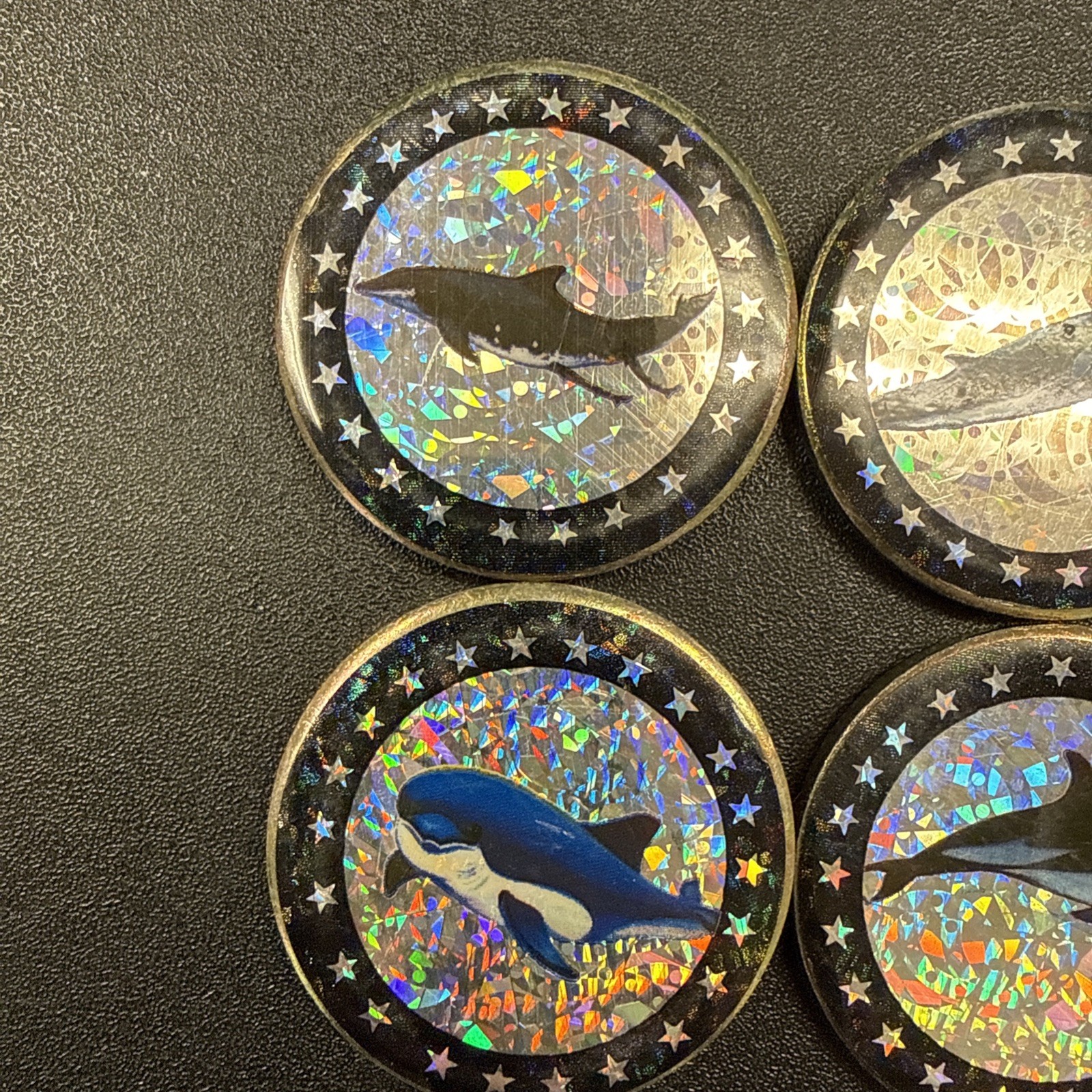 Vintage Metal POG Holographic Slammer – Sharks / Whale / Dolphin Lot Of 5