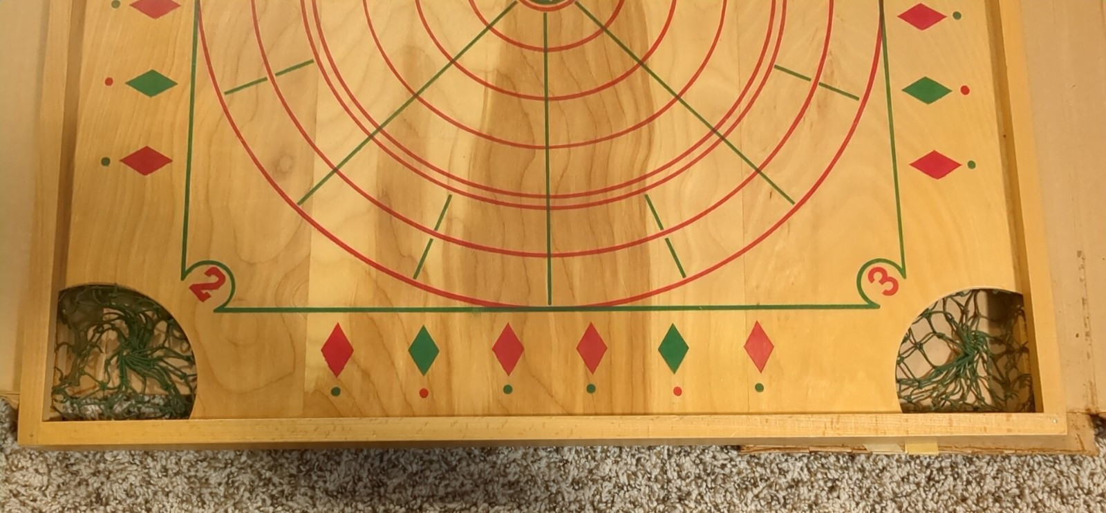 1950 No 50 Carrom Board from Carrom Industries w partial Set of Checkers & Rings