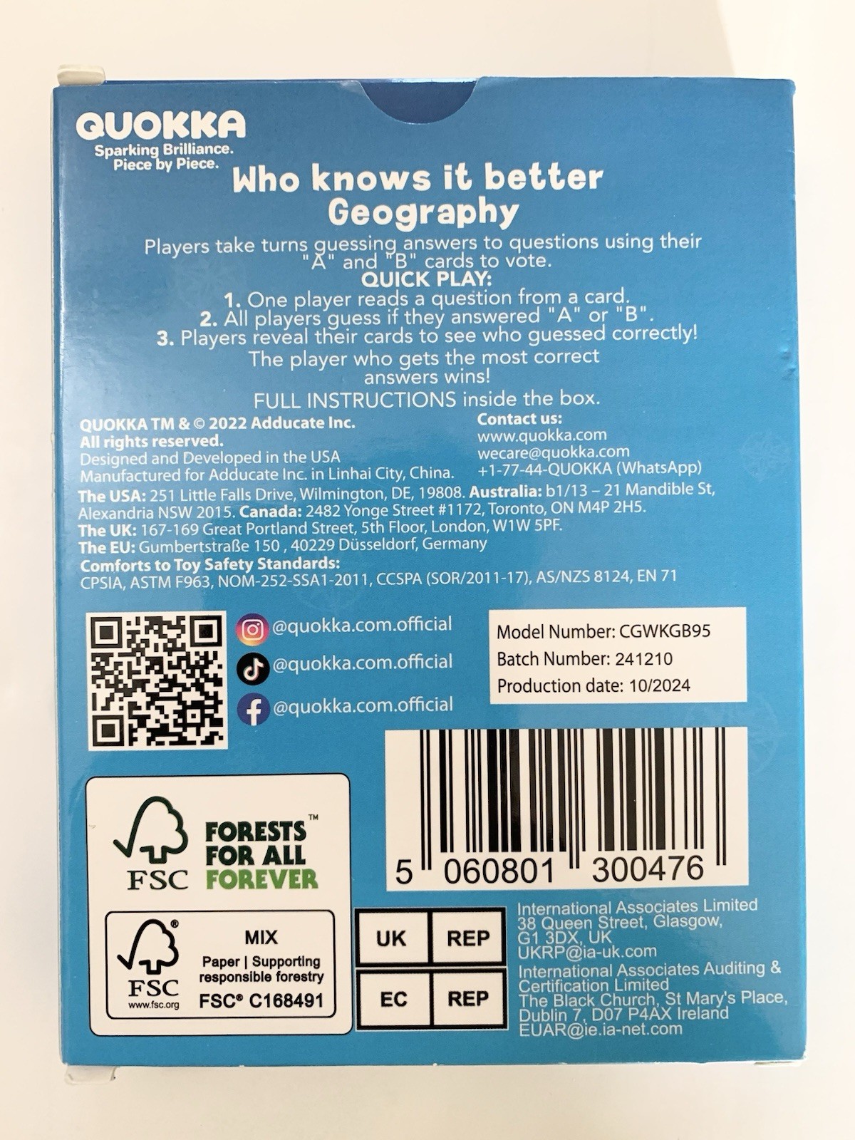 500+ Questions Who Knows Geography Better Card Game Ages 5+ Players 2+
