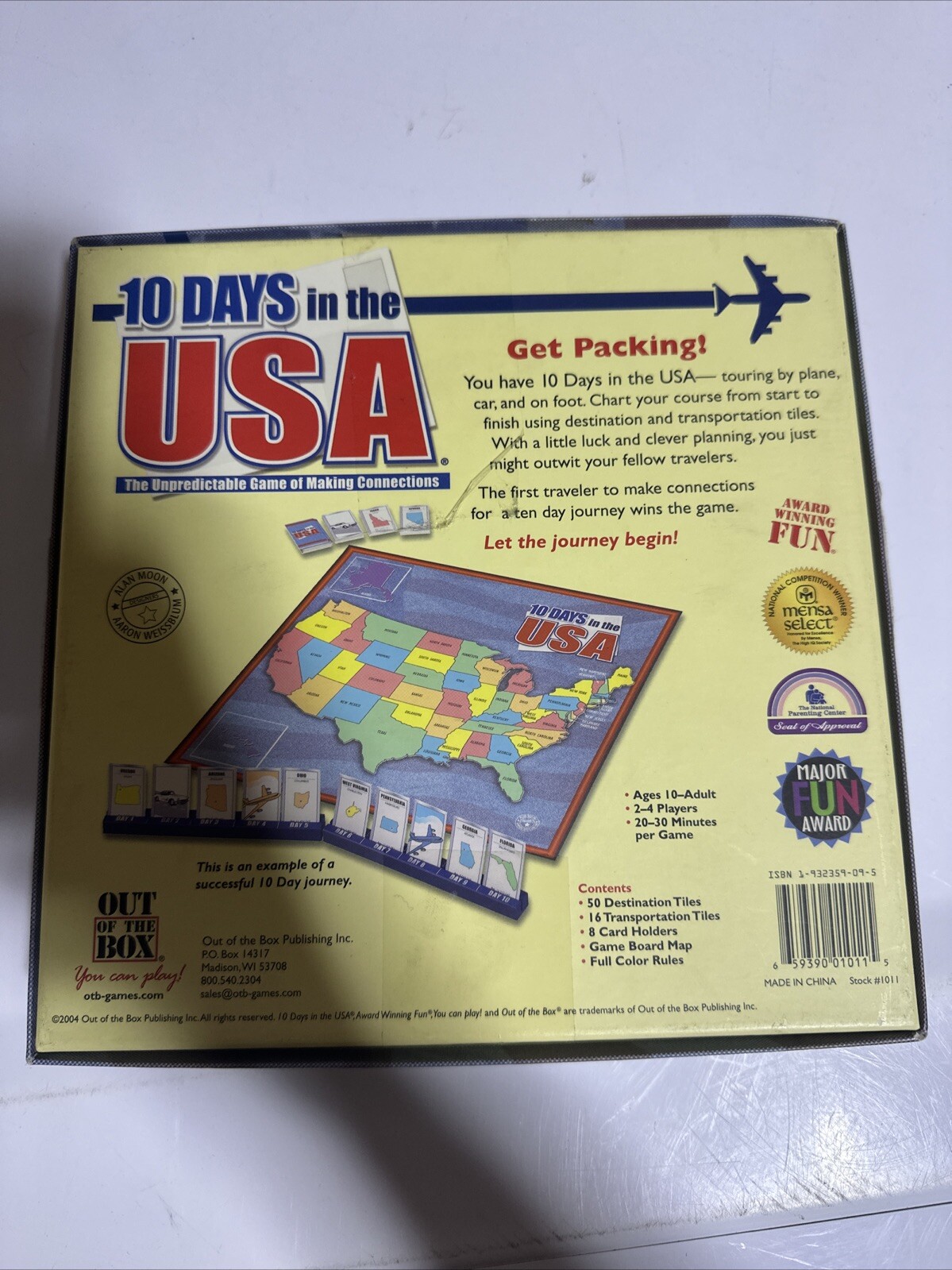 Vintage 10 Days In The USA “Out Of The Box” Board Game Complete