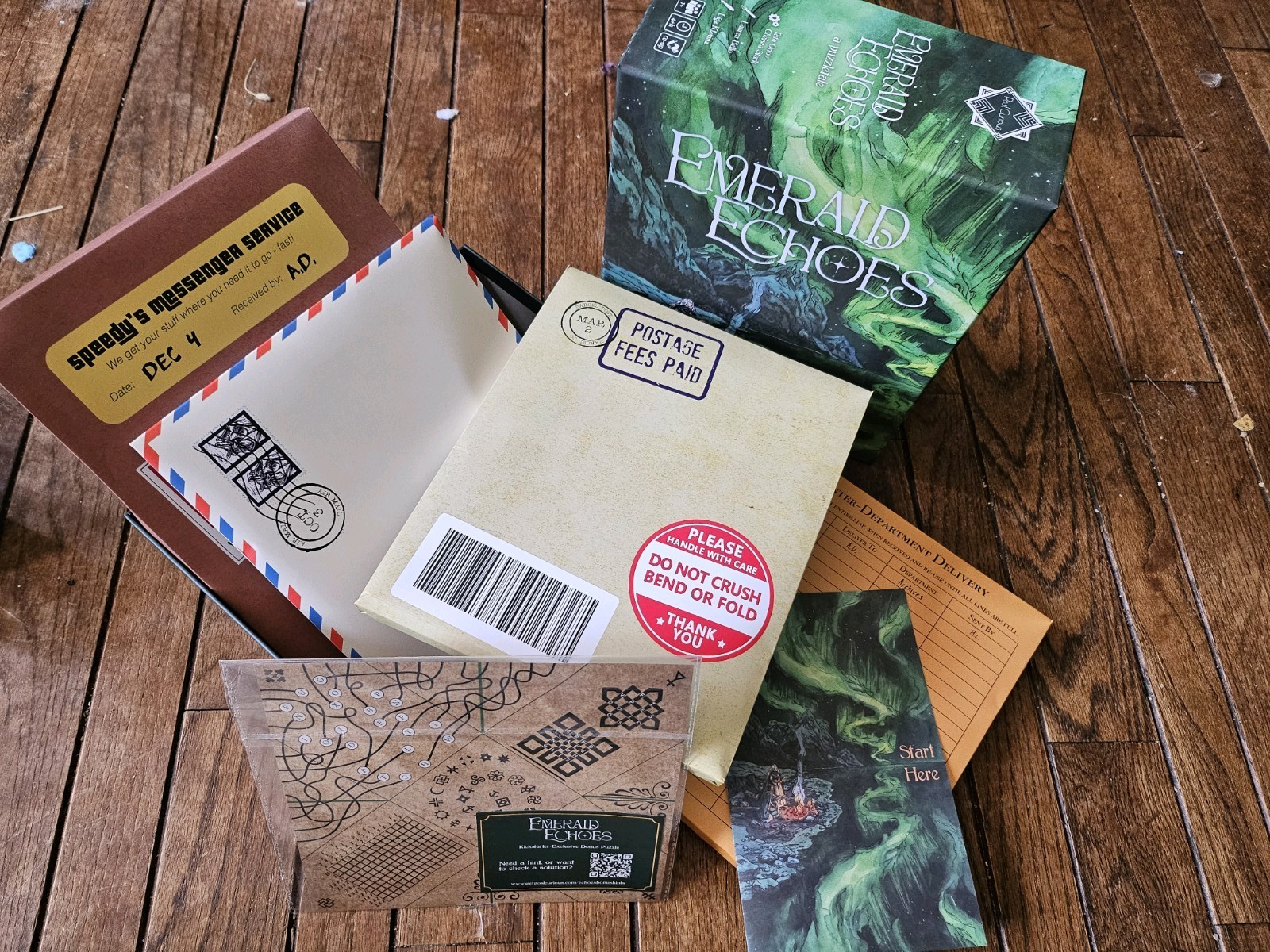Lot. PostCurious Puzzle Tale Games. Emerald Flame + Emerald Echoes. Kickstarter.
