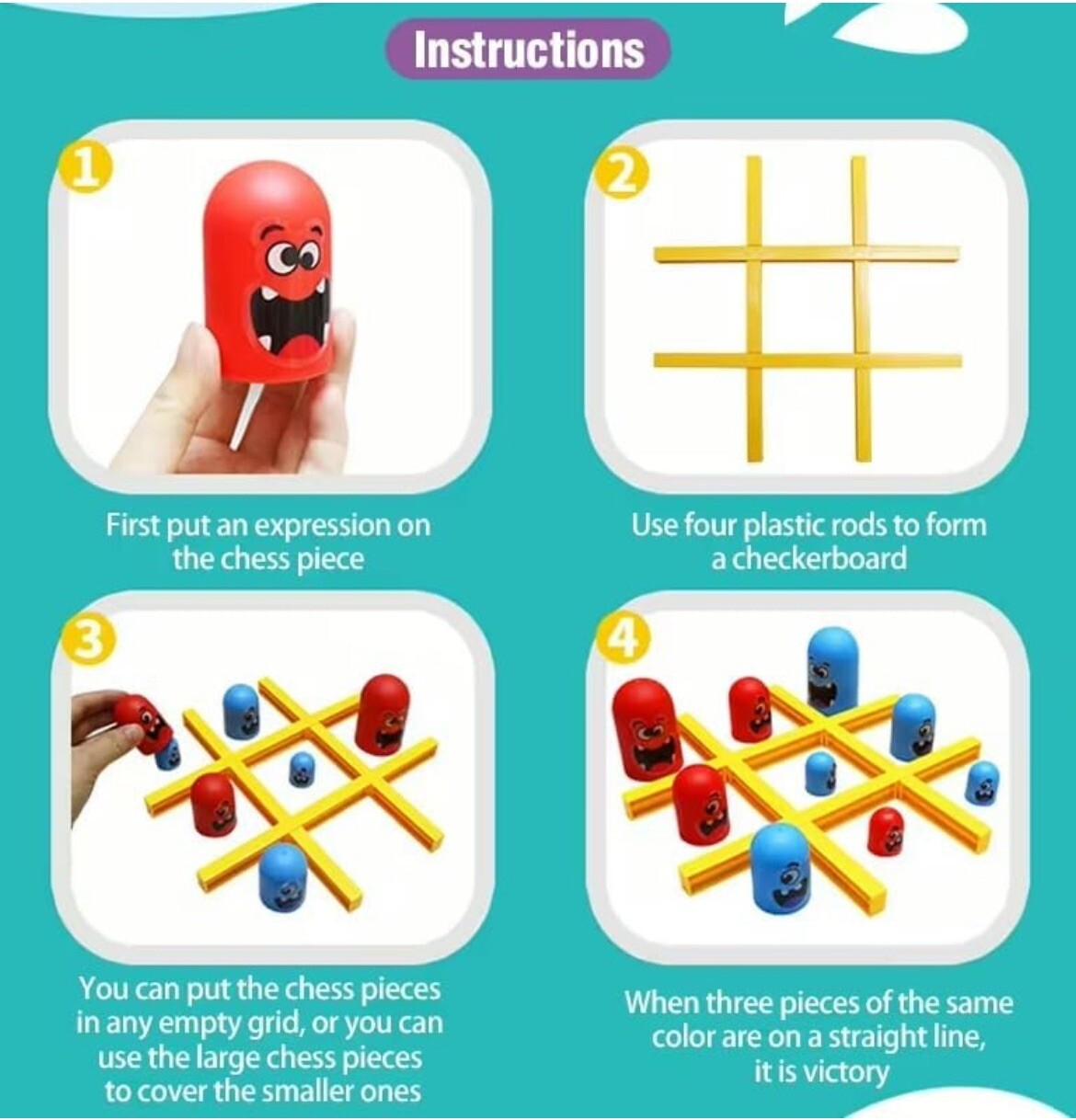 Tic Tac Toe Big Eat Small Gobble Board Game Parent-Child Interactive Educational