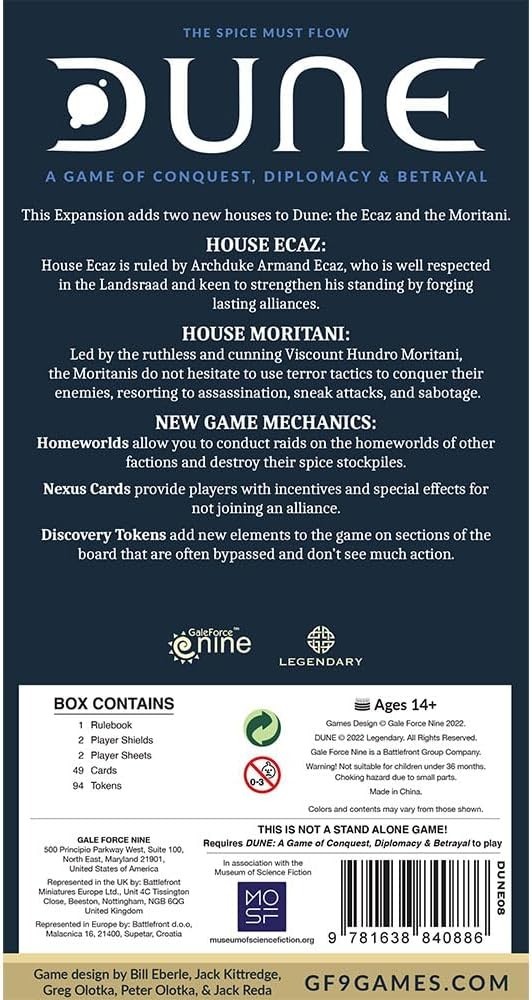 Dune Board Game House Expansion – Ecaz & Moritani – Gale Force Nine