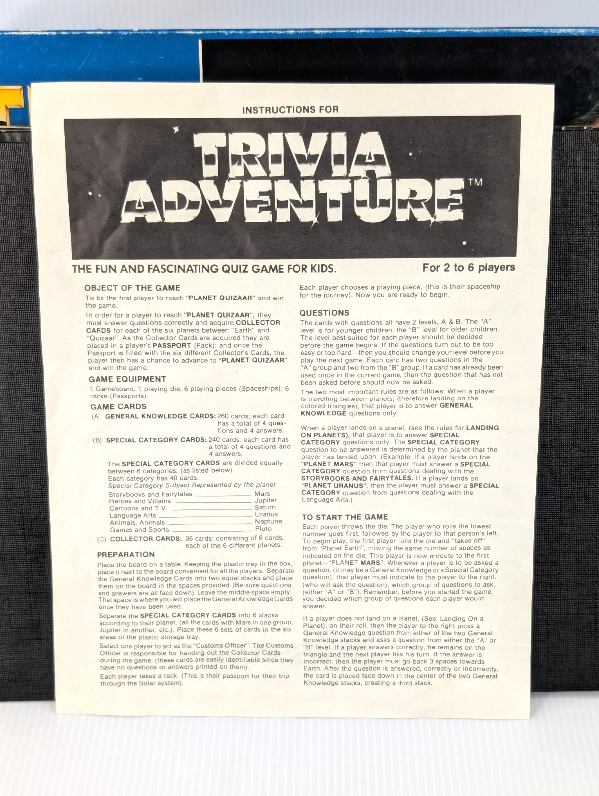 Vintage 1986 IQ2000 Trivia Adventure System Space Theme Board Game 100% COMPLETE