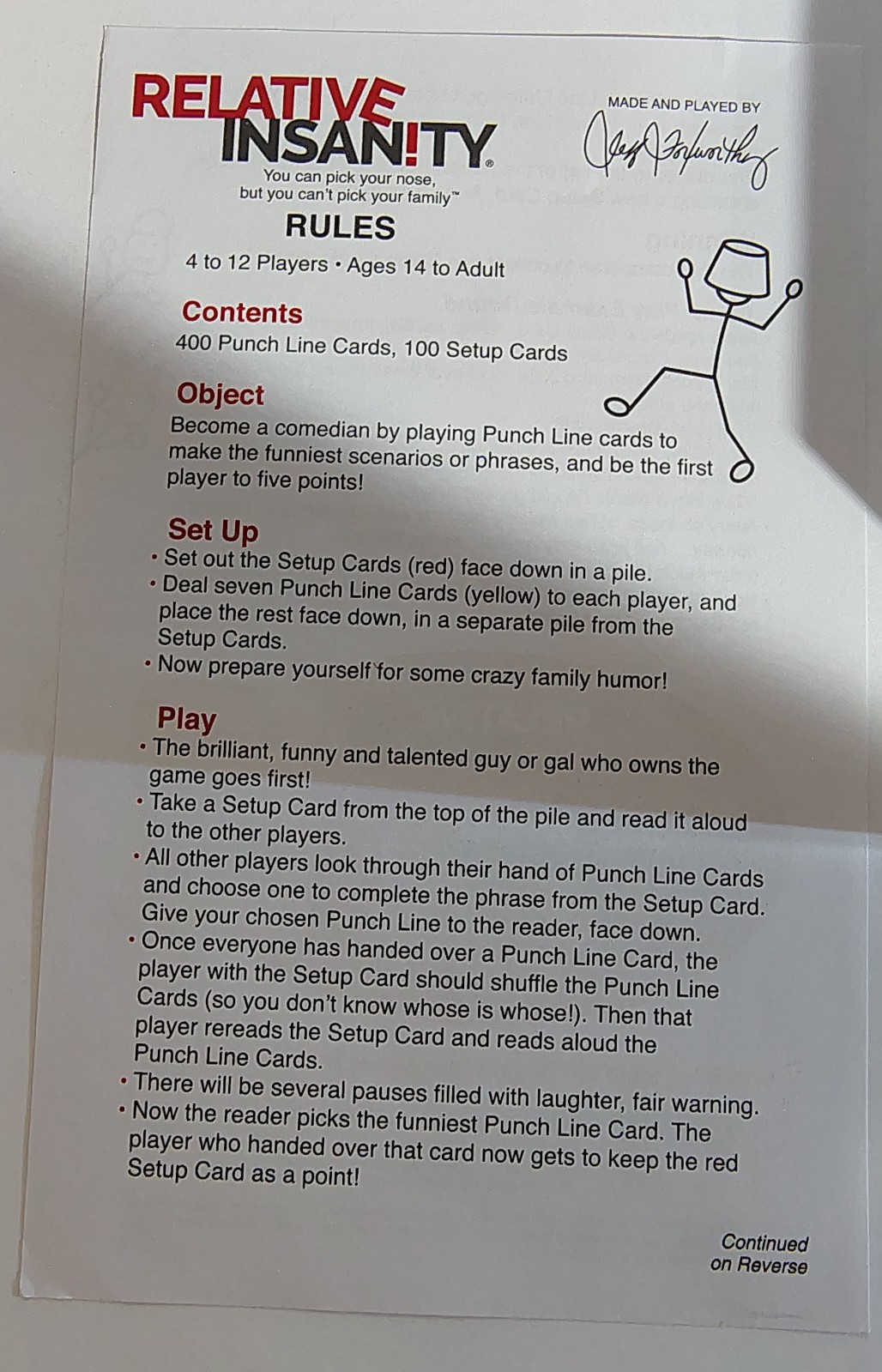 RELATIVE INSANITY Party Game 100% COMPLETE Jeff Foxworthty