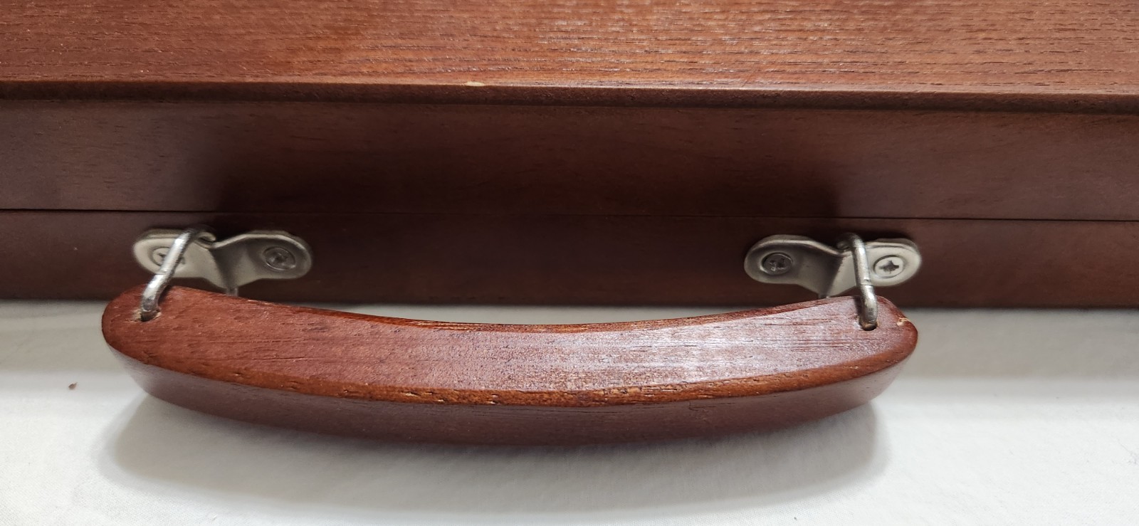 Solid Wood Backgammon Game Varnished Folding Board Set Complete EUC