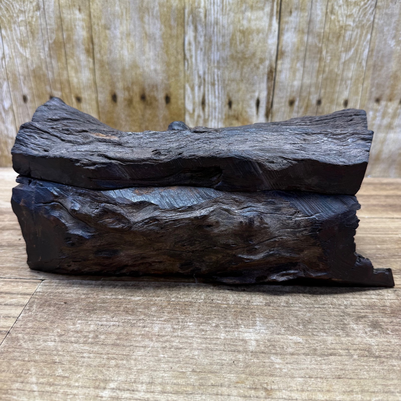 VTG Wood Hand Made Ironwood Dominos Set of 28 Tiles Rustic Log Case Complete