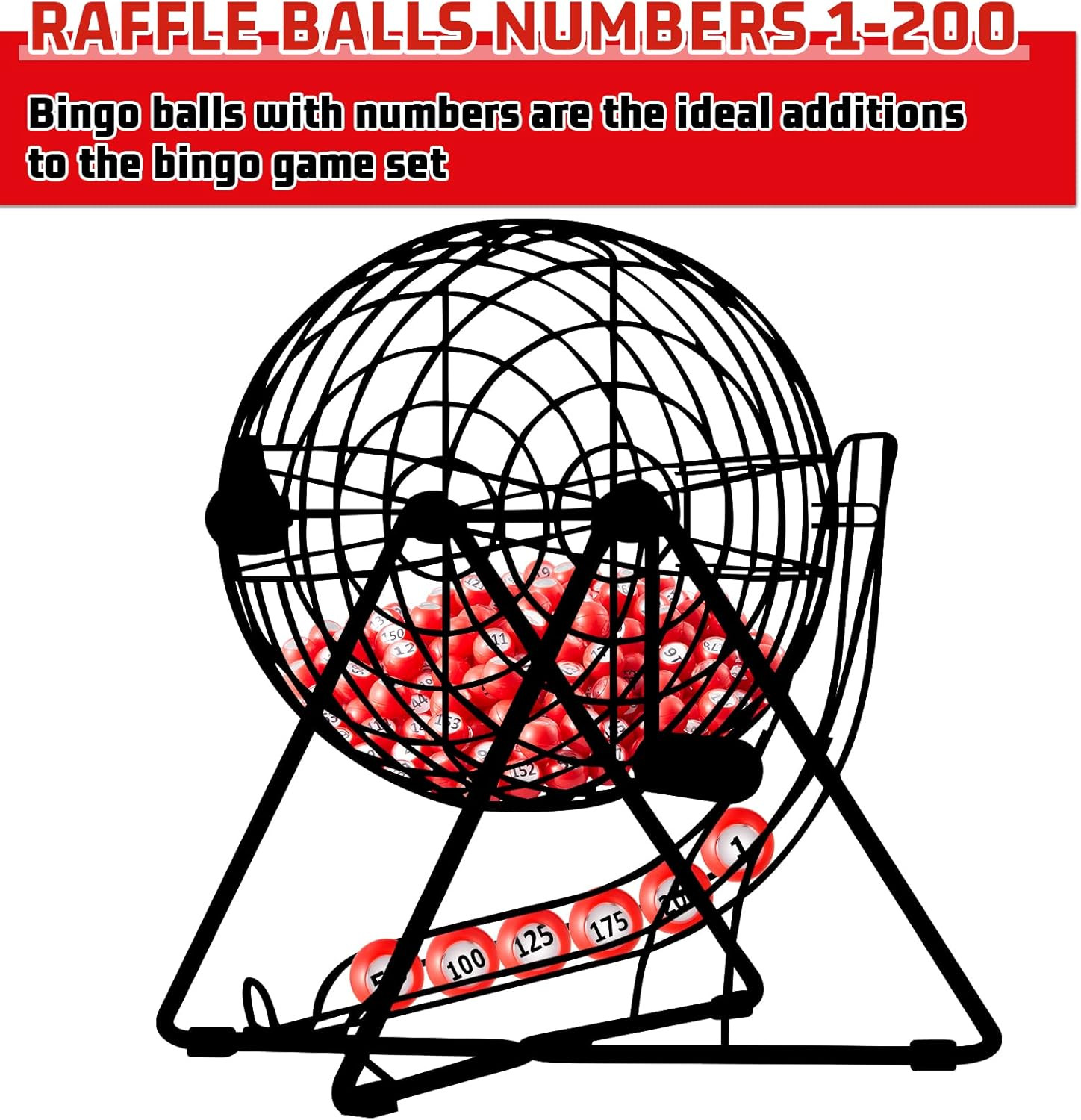 200-Piece Raffle Bingo Ball Set – Numbered 1-200 with Easy Read Window, Mini Pla