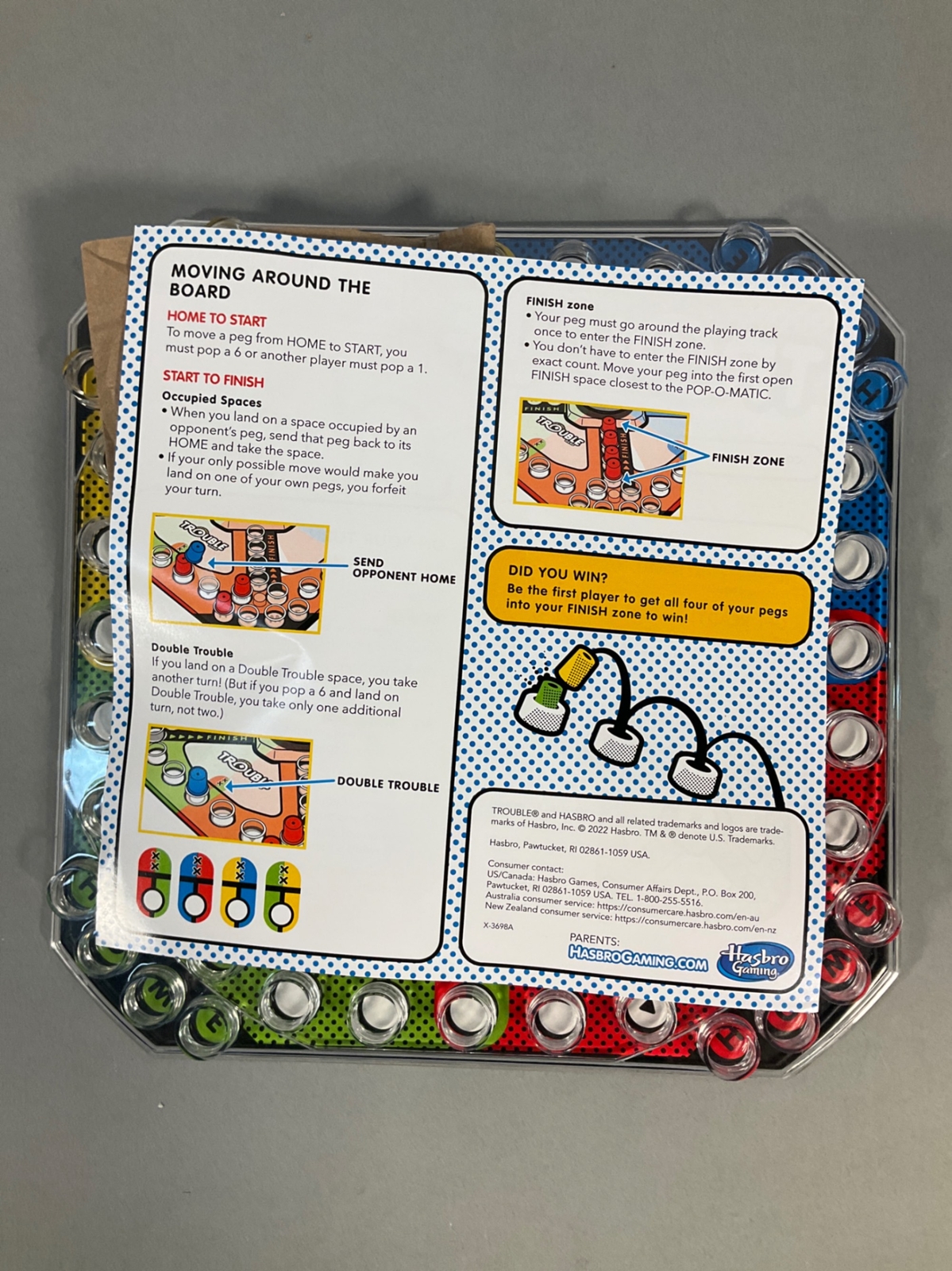 Hasbro Gaming Trouble Board Game for Kids Ages 5 and Up 2-4 Players (Packaging m