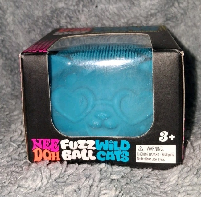NeeDoh Wild Cats Fuzz Ball BLUE Nee Doh Squishy NEW Authentic Schylling Sealed