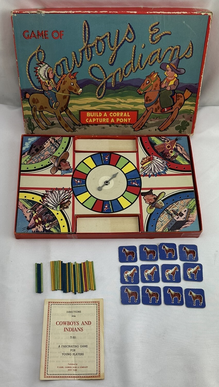1950 Cowboys and Indians Game by Gabriel in Good Condition FREE SHIPPING