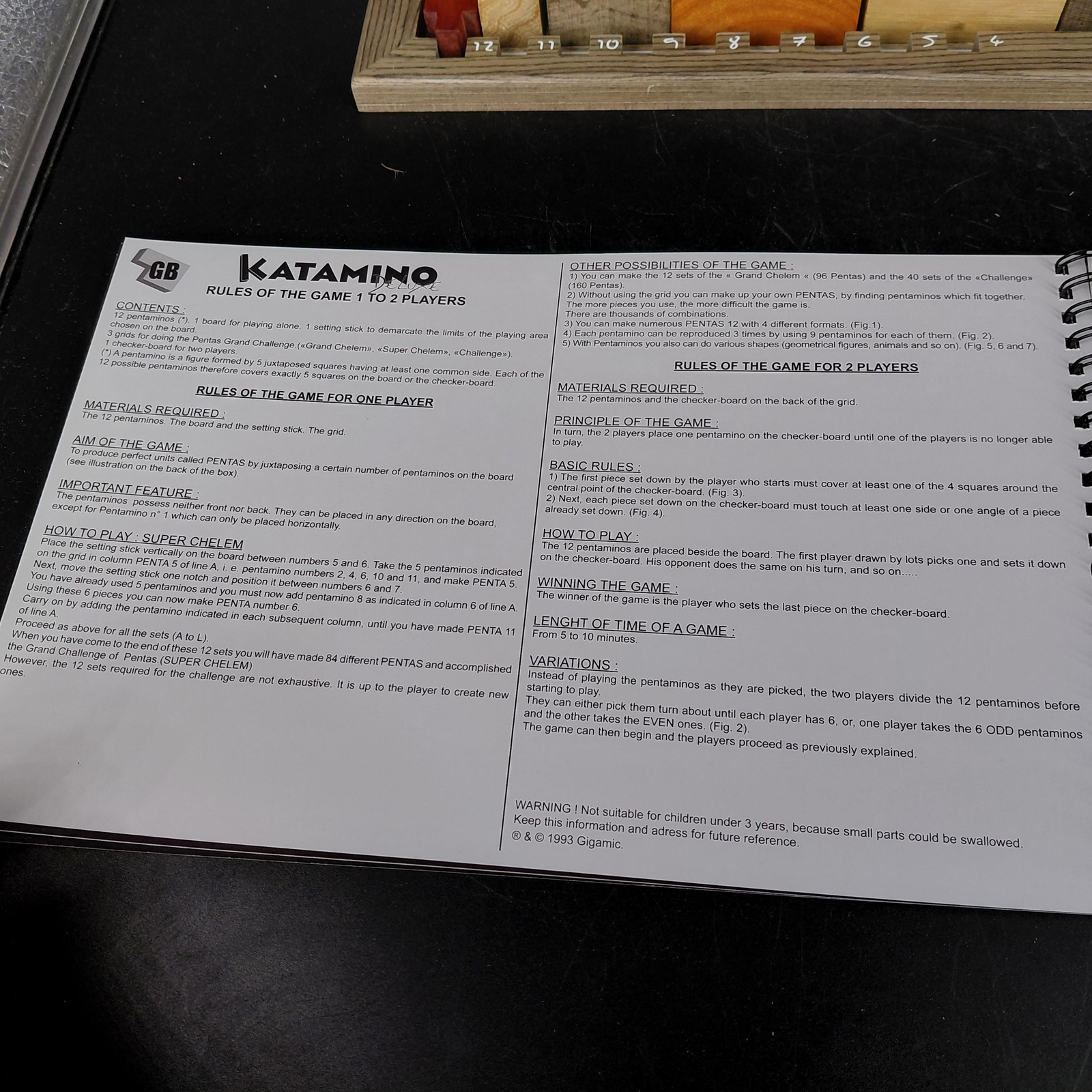 Katamino Deluxe Board Game Gigamic 1993 Strategy Puzzle 1-2 Player 7+ Complete