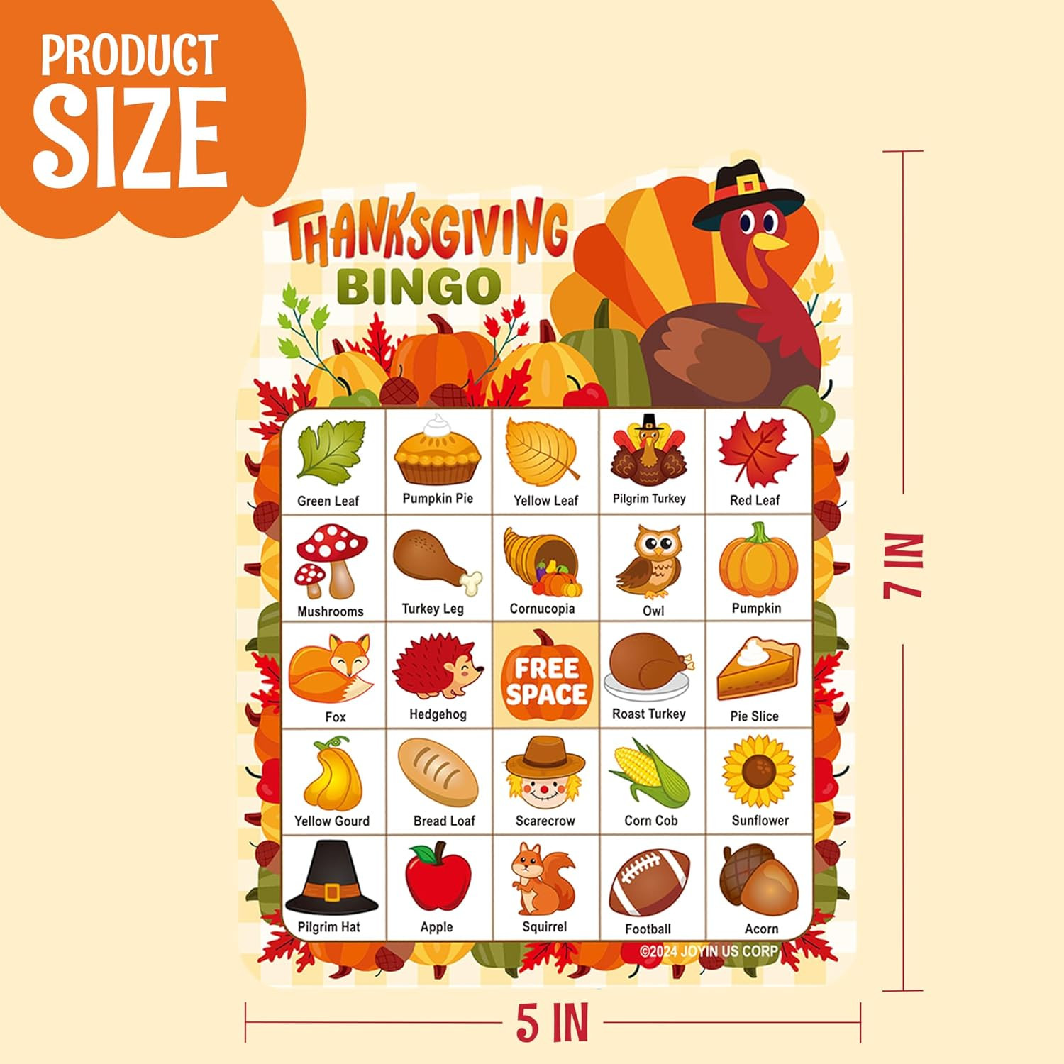 30 Pc Thanksgiving Bingo Game Cards Kids Family Party Classroom Activity