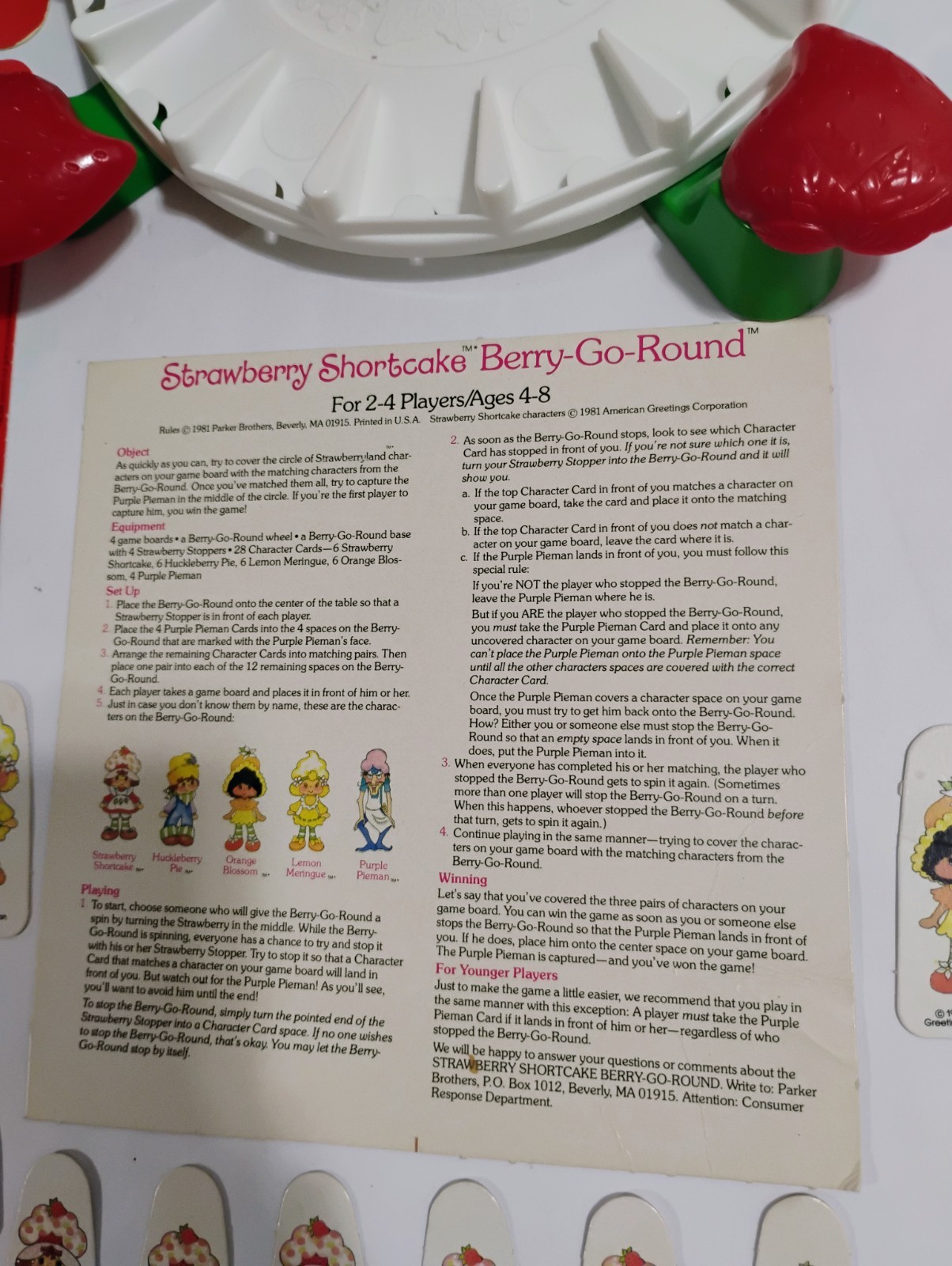 Vintage 1981 Strawberry Shortcake Berry-Go-Round Color Matching Carousel Game…