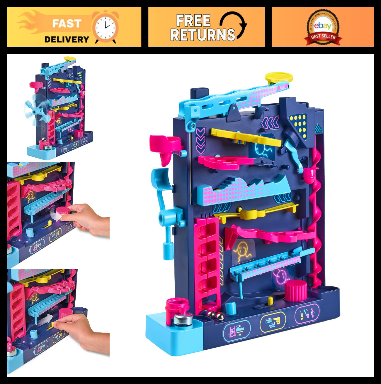 Vertical Marble Maze Game – Screwball Scramble Challenge for 1-4 Players, Ages 5