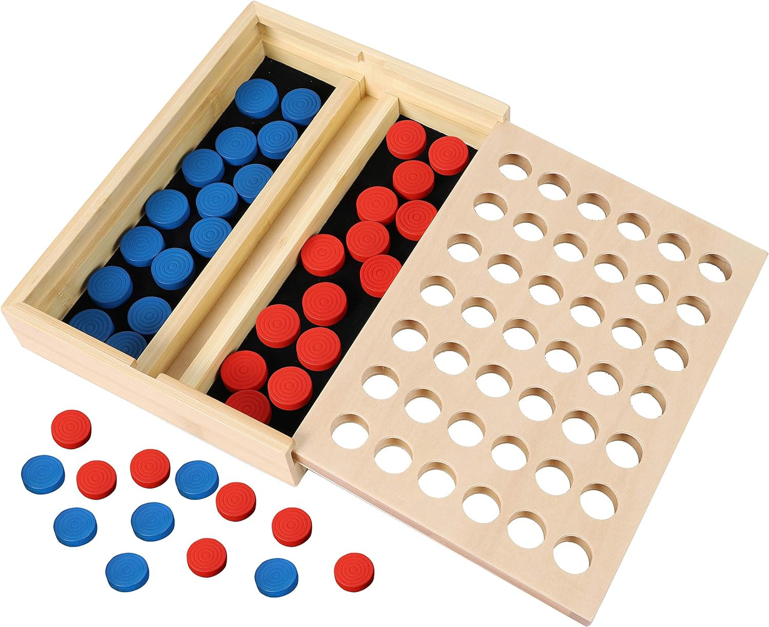 TOWO Wooden 4 in a Row Game – Classic Strategy Game for Adults Children-Connect