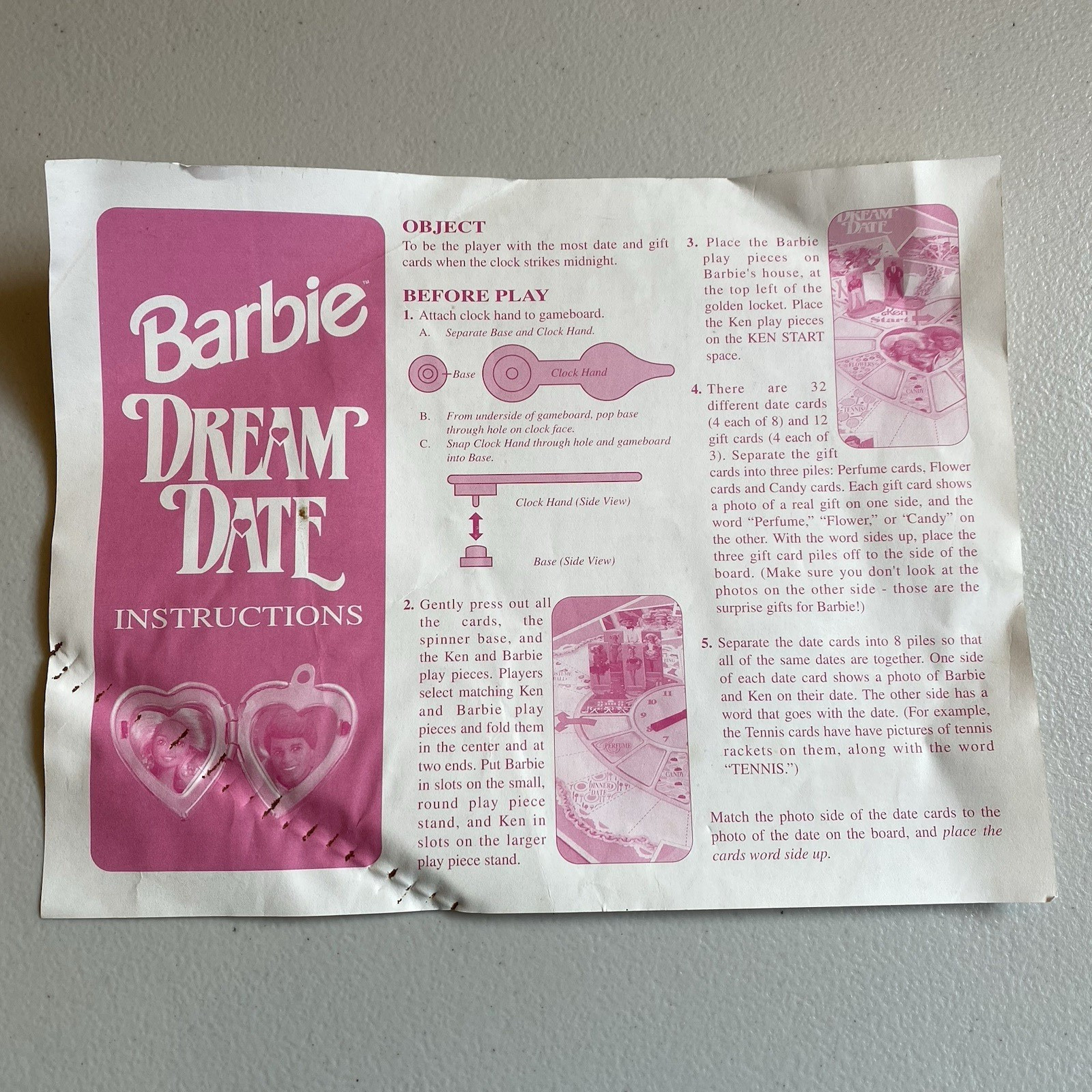 COMPLETE Barbie Dream Date Board Game 1992 Golden Ken Dolls