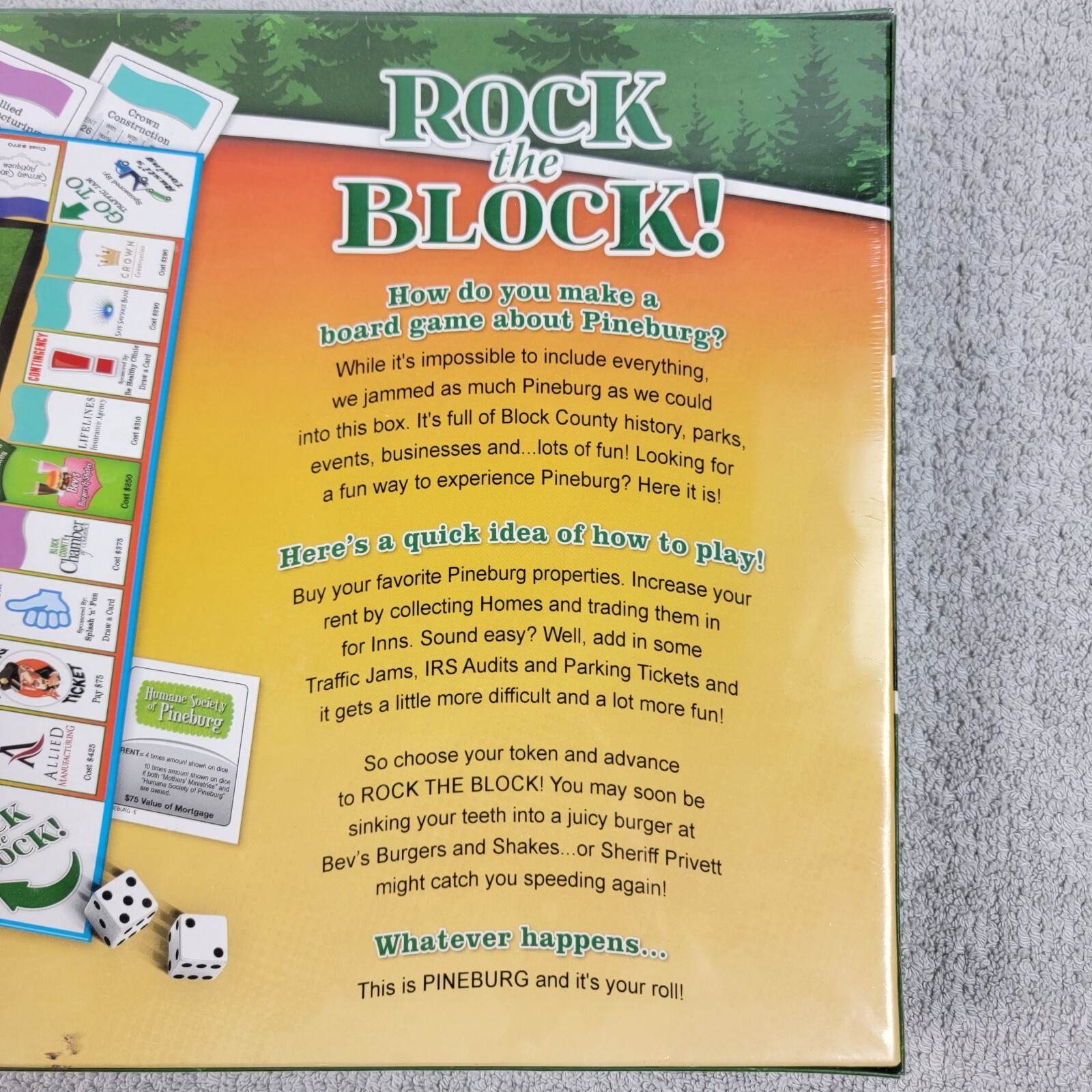 Pineburg-Opoly *Rock The Block!* Board Game 2 to 6 Players Ages 8 and Up -Sealed