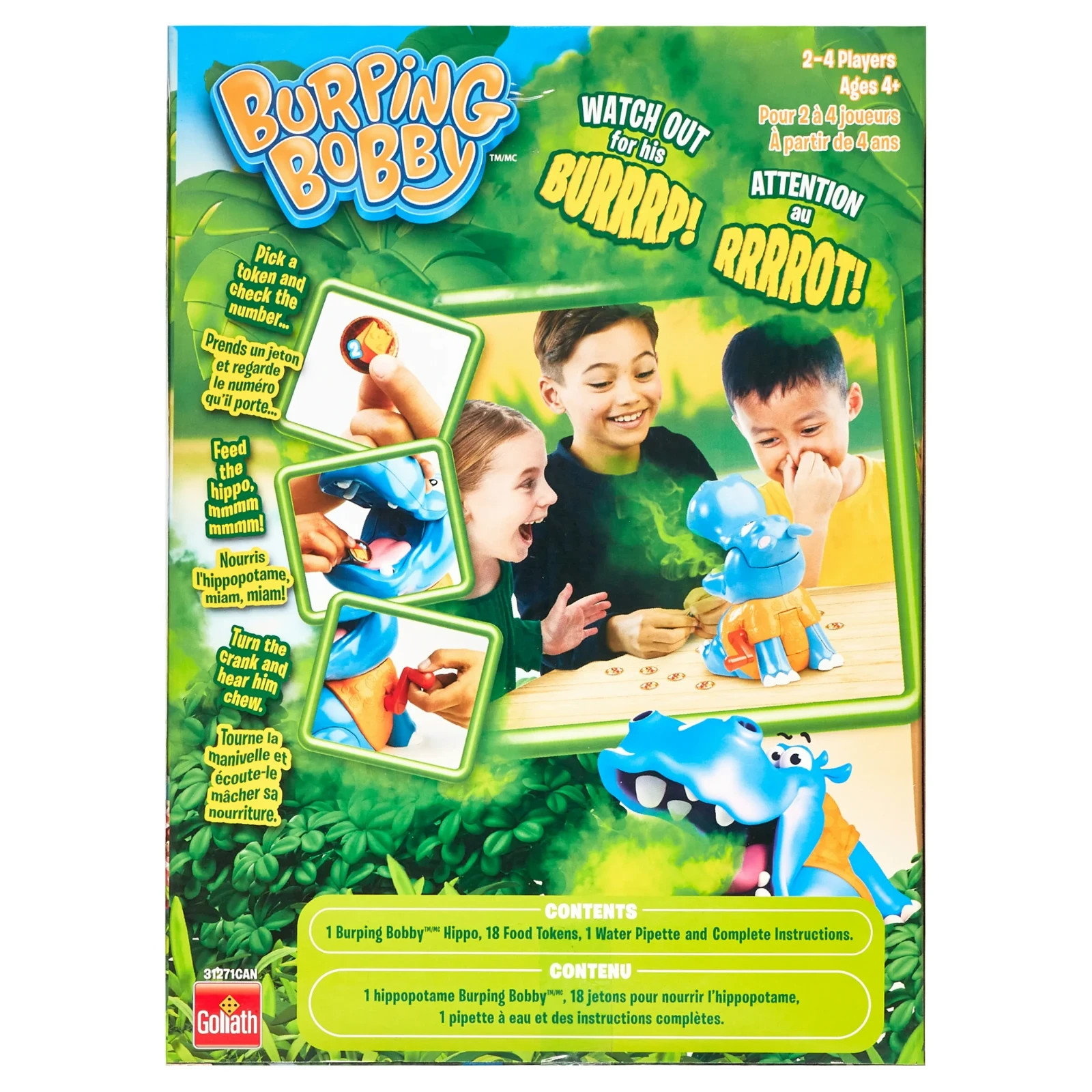 Burping Bobby Hippo Game by Goliath 2-4 Players, Ages 4+