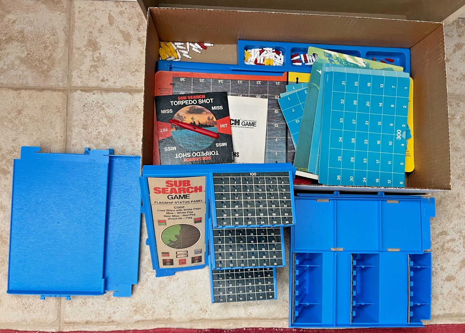 Sub Search Game 3-Level Strategy Milton Bradley 1973 Complete Board Game 4300