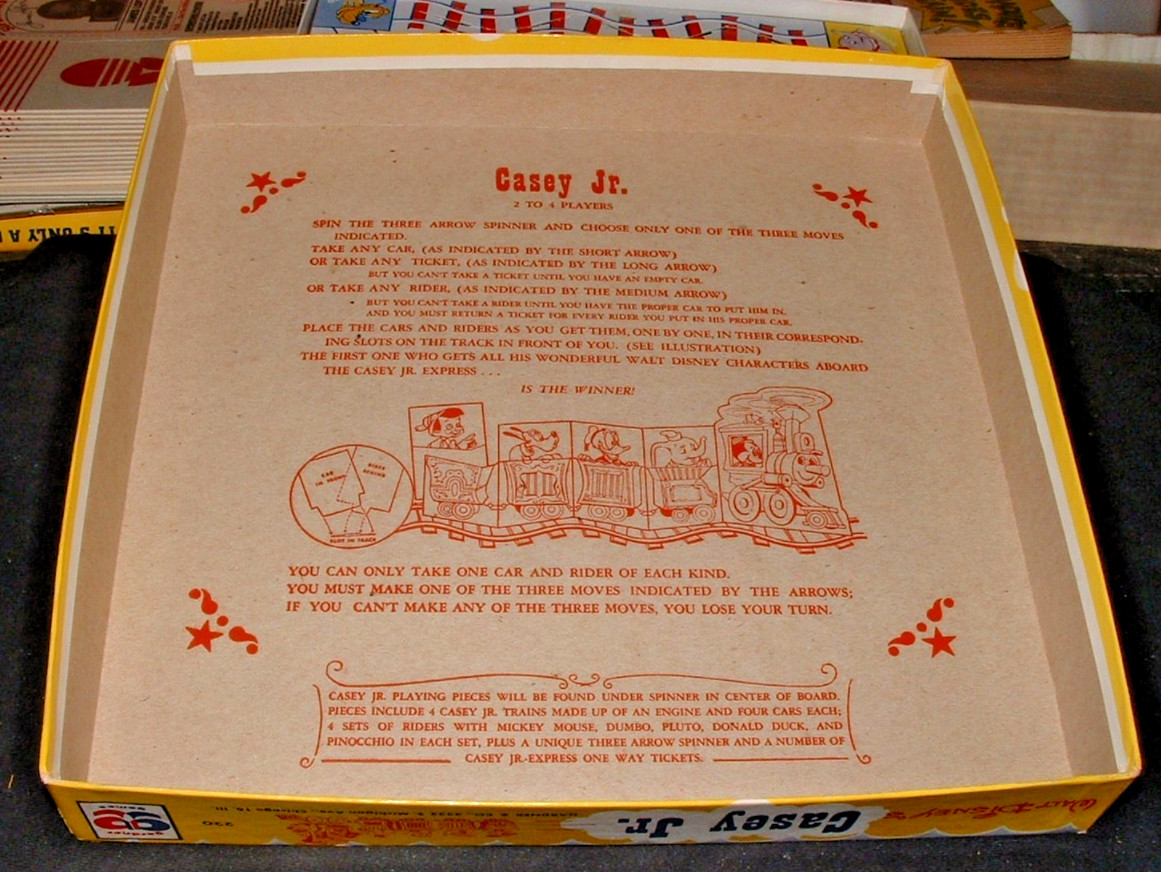 VINTAGE 1950s Disney CASEY JR Train Board Game Gardner Co Spinner Tickets Nice
