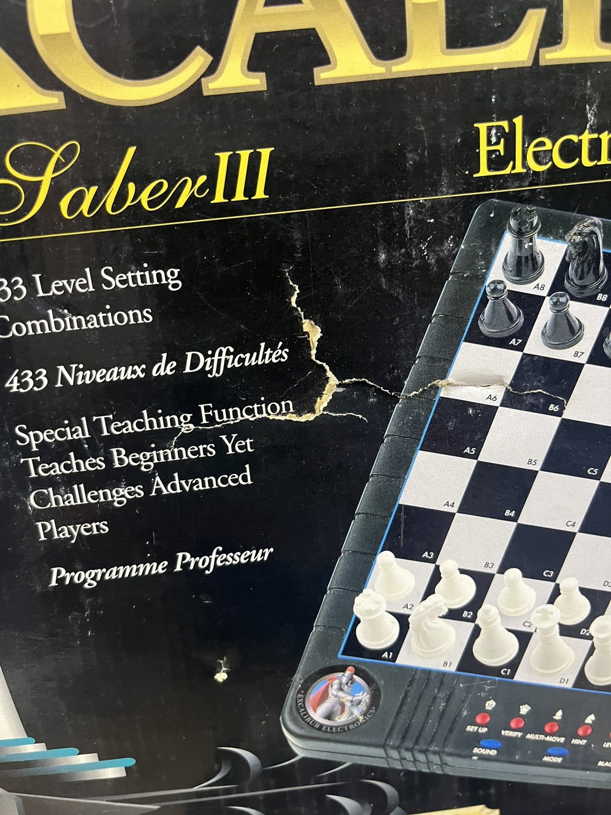 Excalibur Electronics Boardgame Chess Set Kingmaster III Box Missing Black Queen