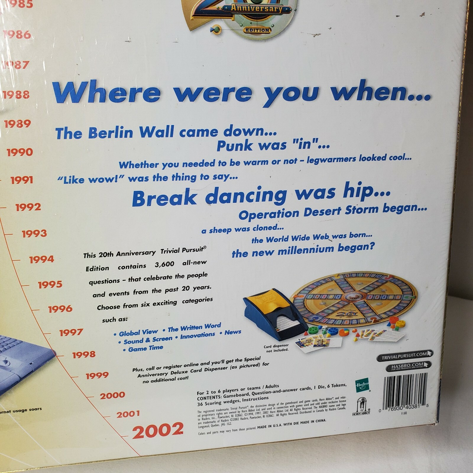 Trivial Pursuit 20th Anniversary Edition 80s 90s Trivia Game Hasbro New Sealed