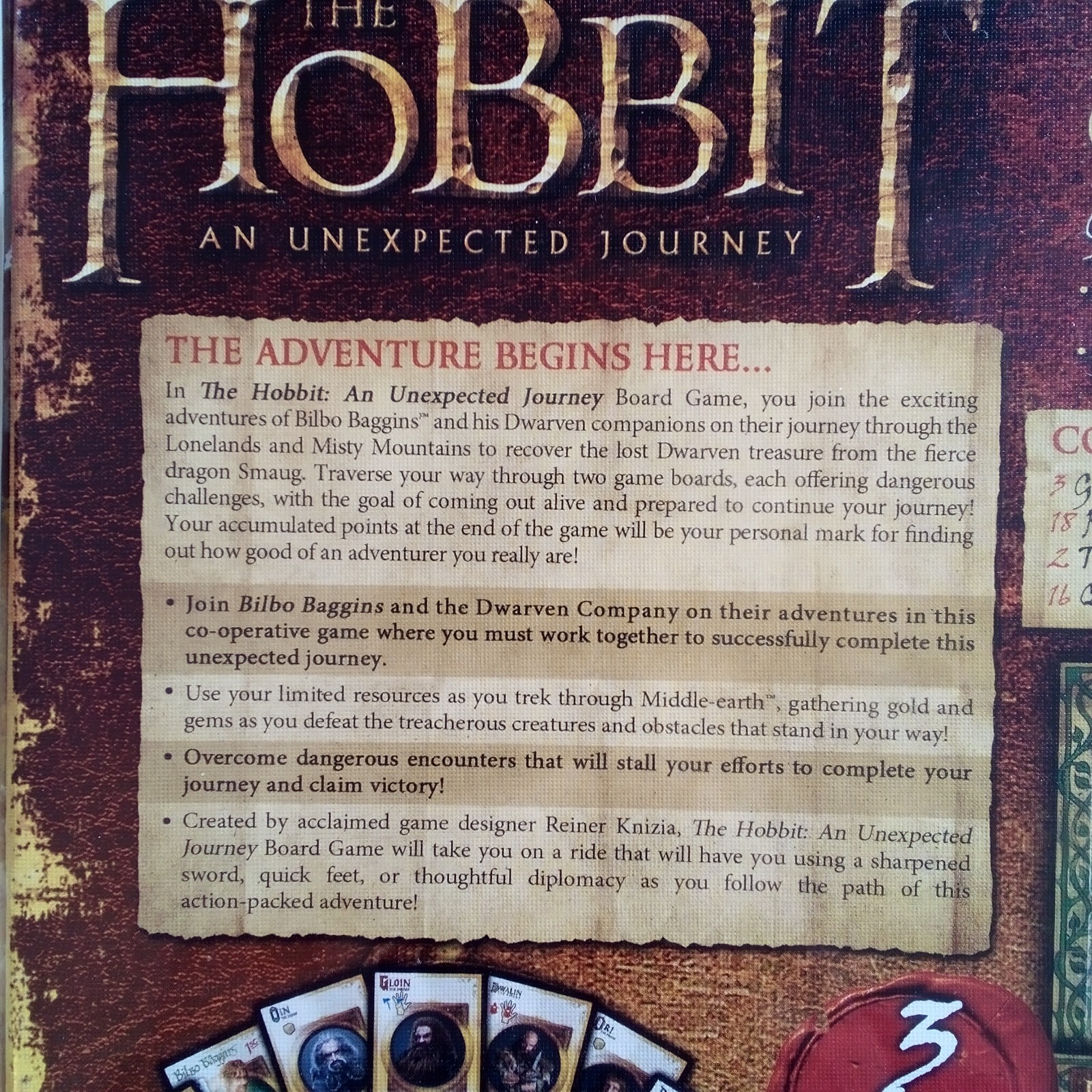 The Hobbit:An Unexpected Journey Board Game Cryptozoic Entertainment New-Sealed