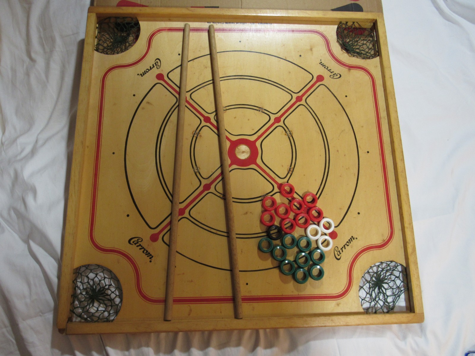 Vintage 1970 Carrom Game Board Model No. 108 Original Box Incomplete AS IS