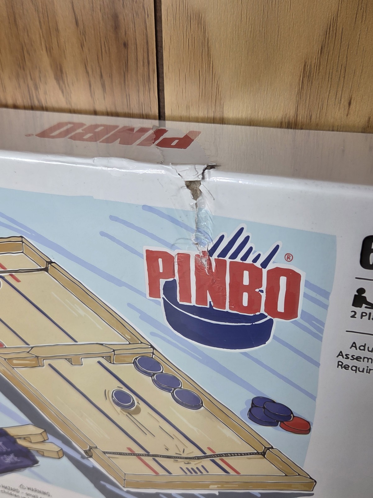 Pinbo Classic Slingshot Game Foldable 2 Player Wooden Tabletop Arcade Kids NEW