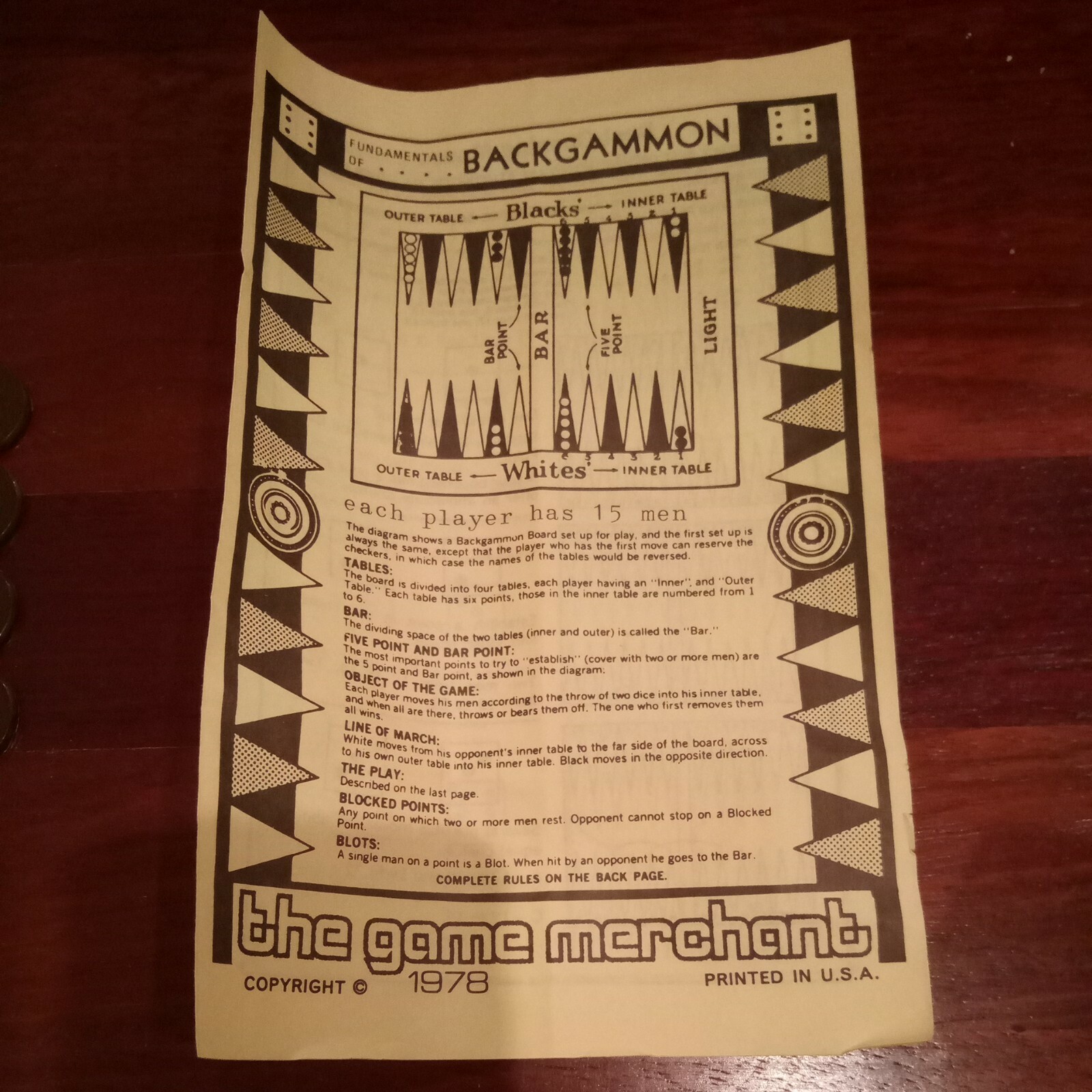 Vintage 1978 Portable Backgammon Travel in a Tube#254 The Game Merchant Complete