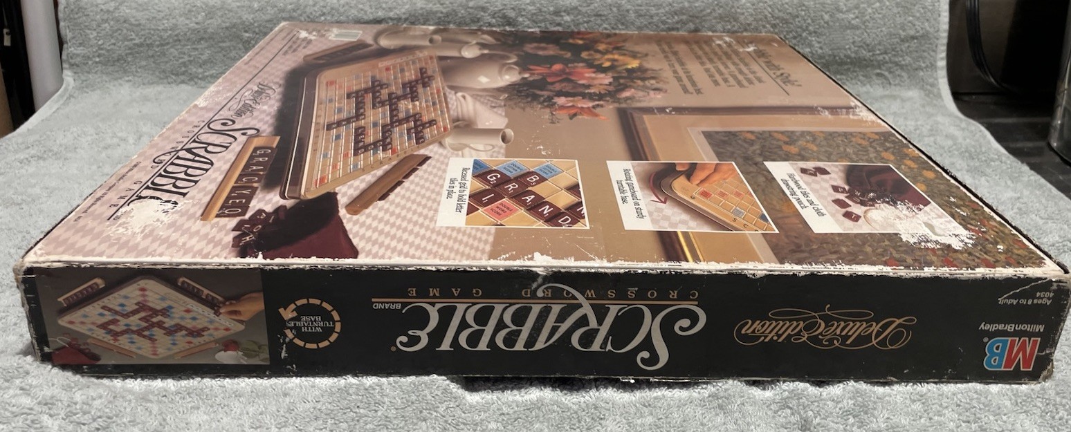 Milton Bradley Scrabble Deluxe Crossword Board Game Rotating Turntable 1988