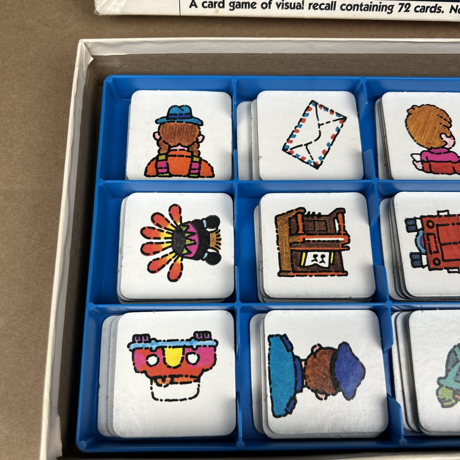 Vtg 1980s Milton Bradley Fronts and Backs Memory Matching Game 72 Cards COMPLETE