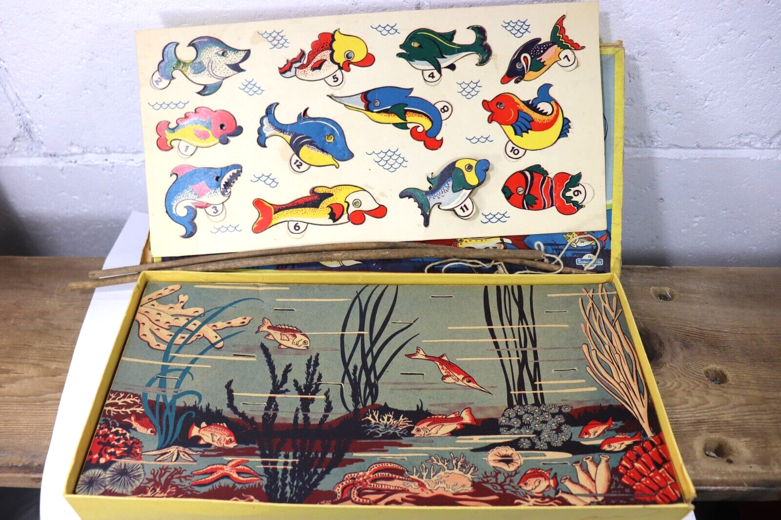 RARE Vintage FISH POND A Somerville Game 1950s/60s Children Fishing Game E4