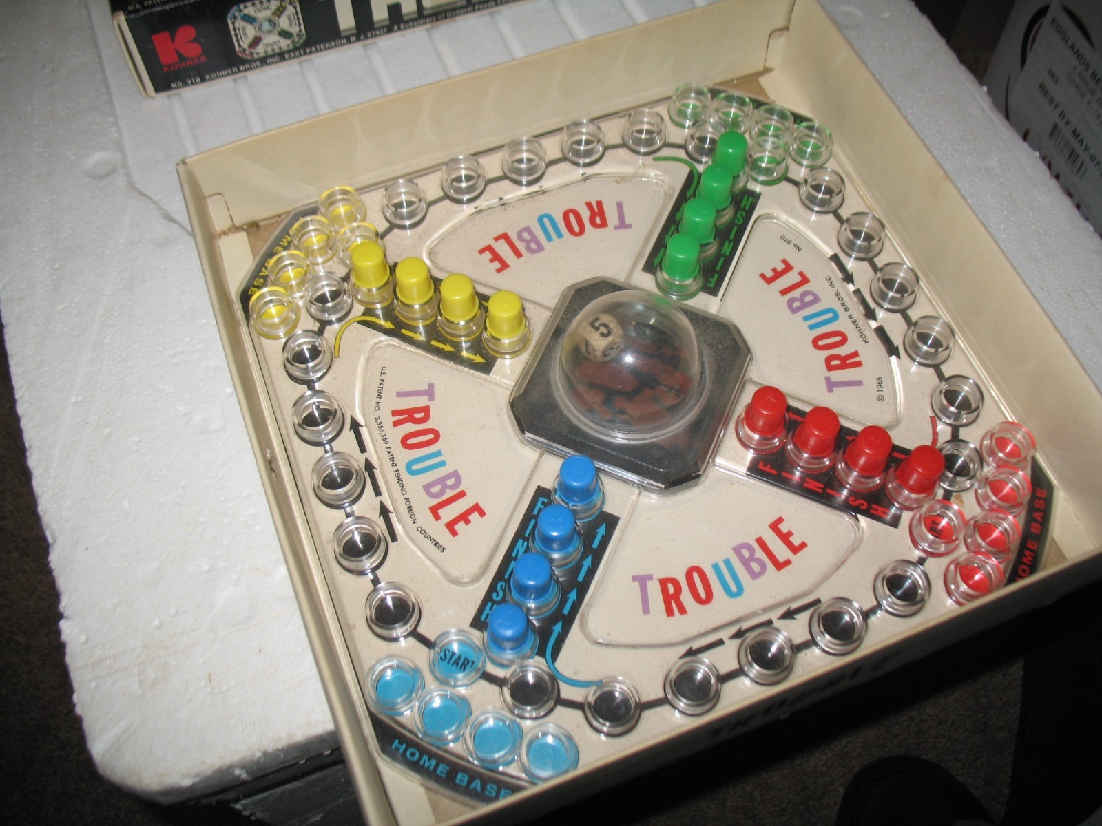 VTG KOHNER BROS BOARD GAME 1965 TROUBLE AGES 8 & UP GOOD USED CONDITION COMPLETE