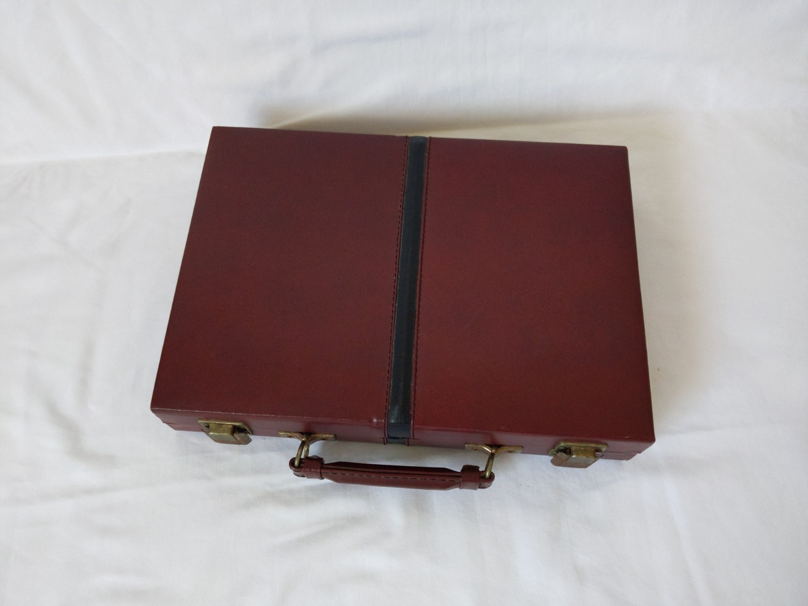 Vintage MR MAN Backgammon Board Game Leather Travel Case Box Brown Briefcase