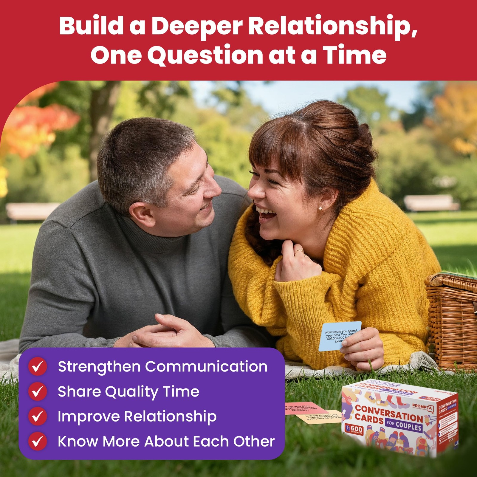 Prompta 600 Conversation Cards for Couples – Light, Medium, and Deep GettoKno…