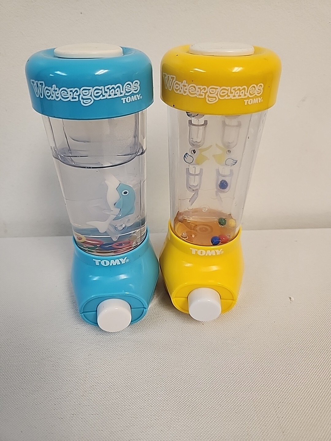 Vintage TOMY Water Games (2) Ring Toss Swordfish & Pelican Balls