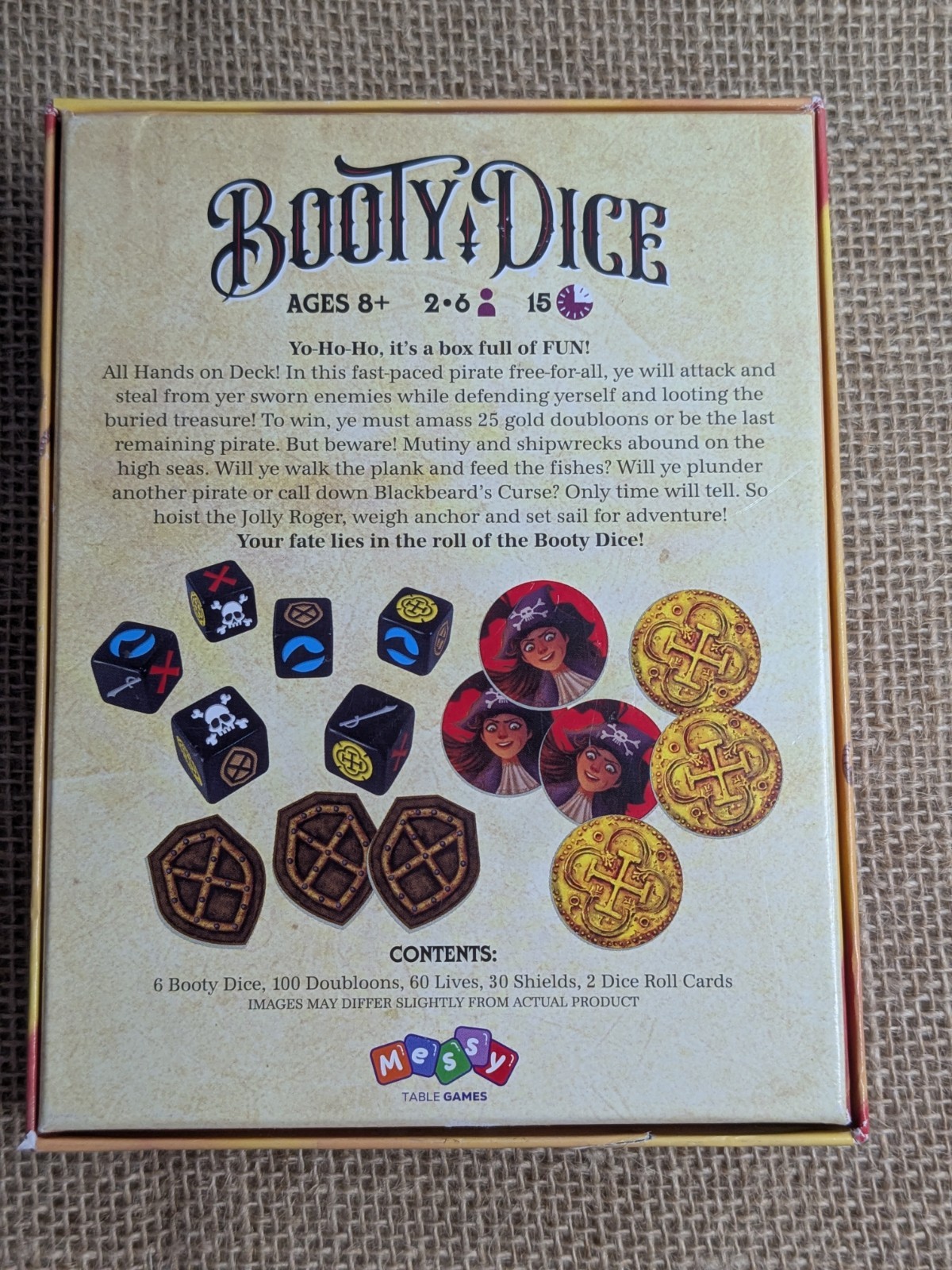Booty Dice Quick Pirate Dice Game Ages 8+ 2-6 Players Complete -1 Bullion 2023