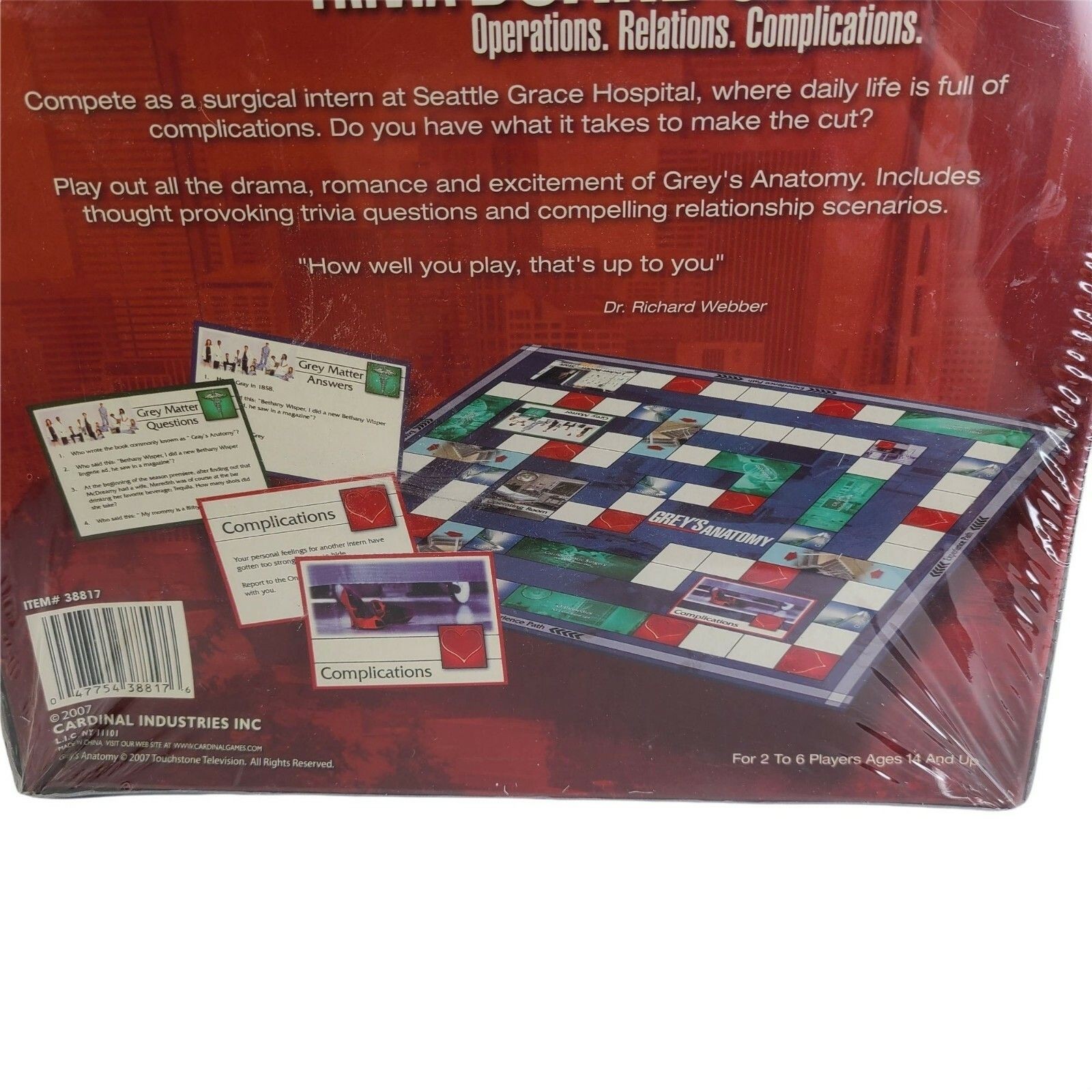 Greys Anatomy Trivia Board Game Ages 14 and Up Night Sealed New DENTED BACK READ