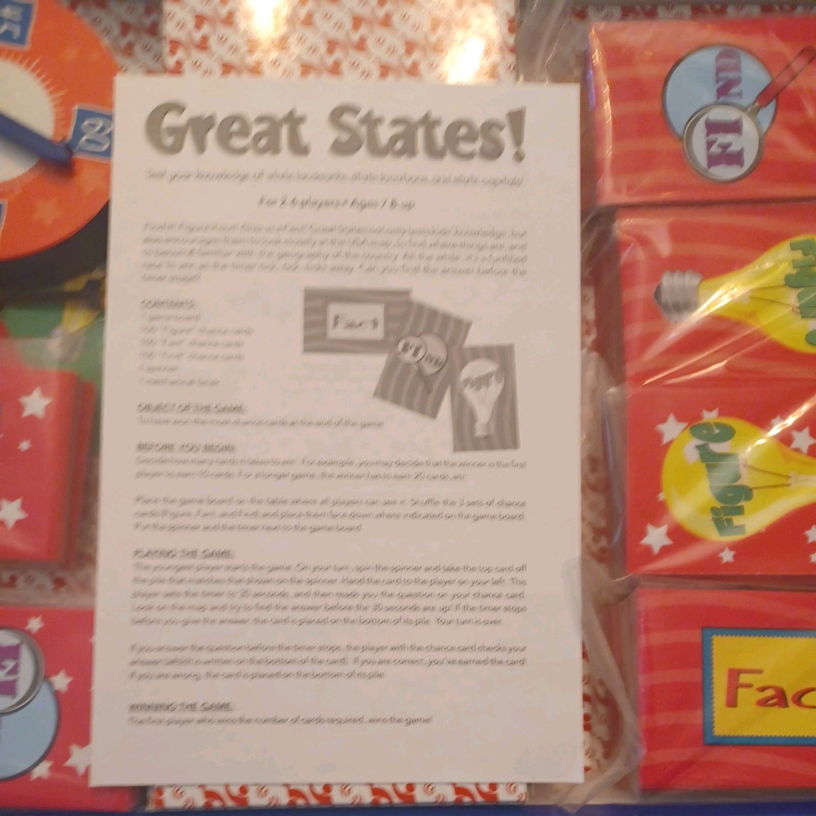 Great States Board Game International Playthings 1999 Geography Complete