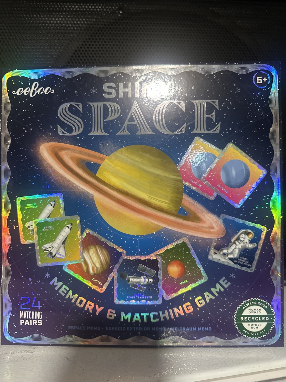 Shiny Space Memory Game 24-Pair Matching Tiles Boost Recognition Ages 5+