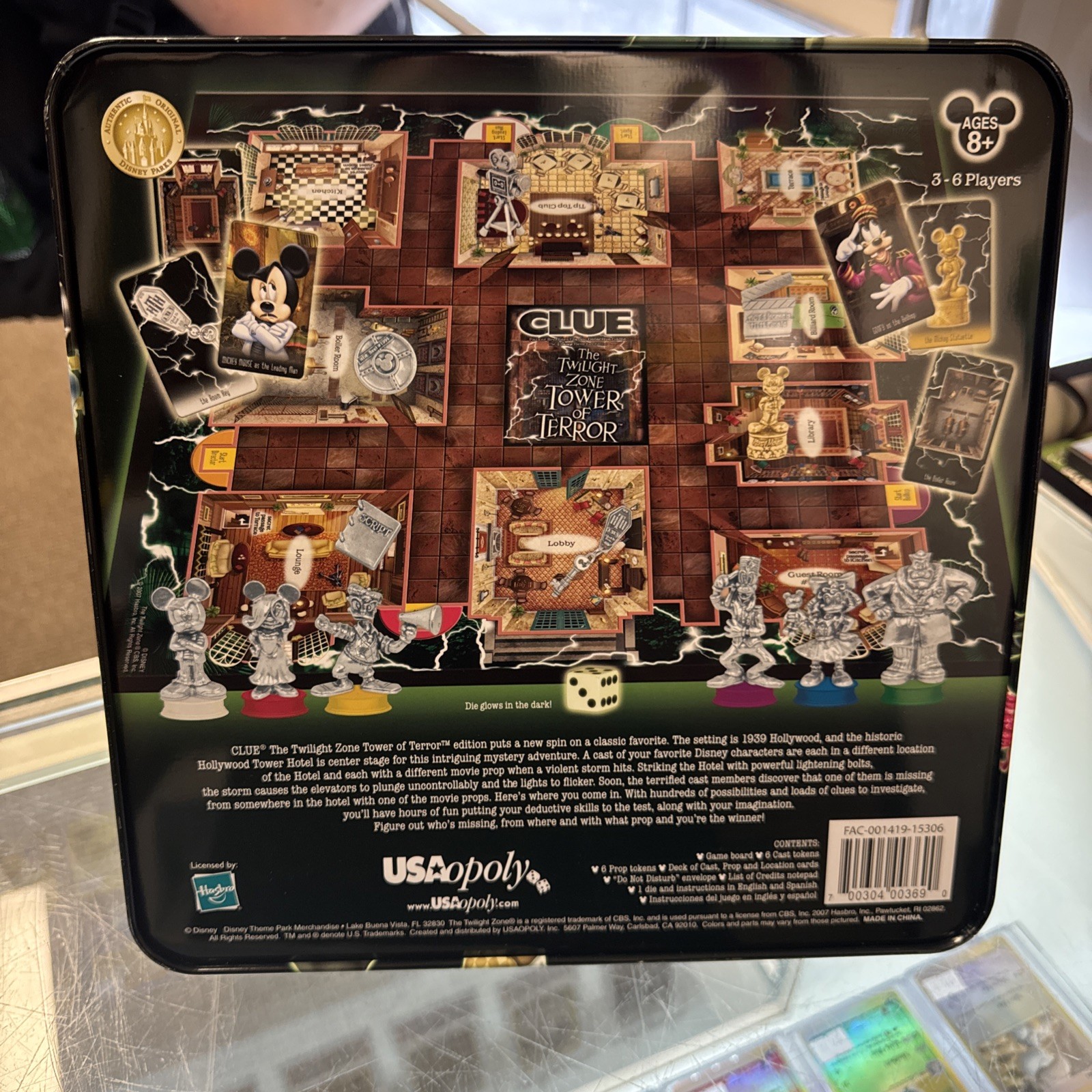 Clue The Twilight Zone Tower of Terror Detective Game Disney Theme Park Tin New
