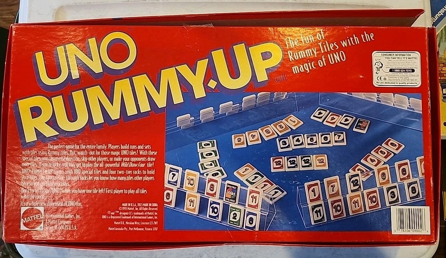 Uno Rummy Up Rummy Uno Multi Player Complete Excellent Mattel 1993