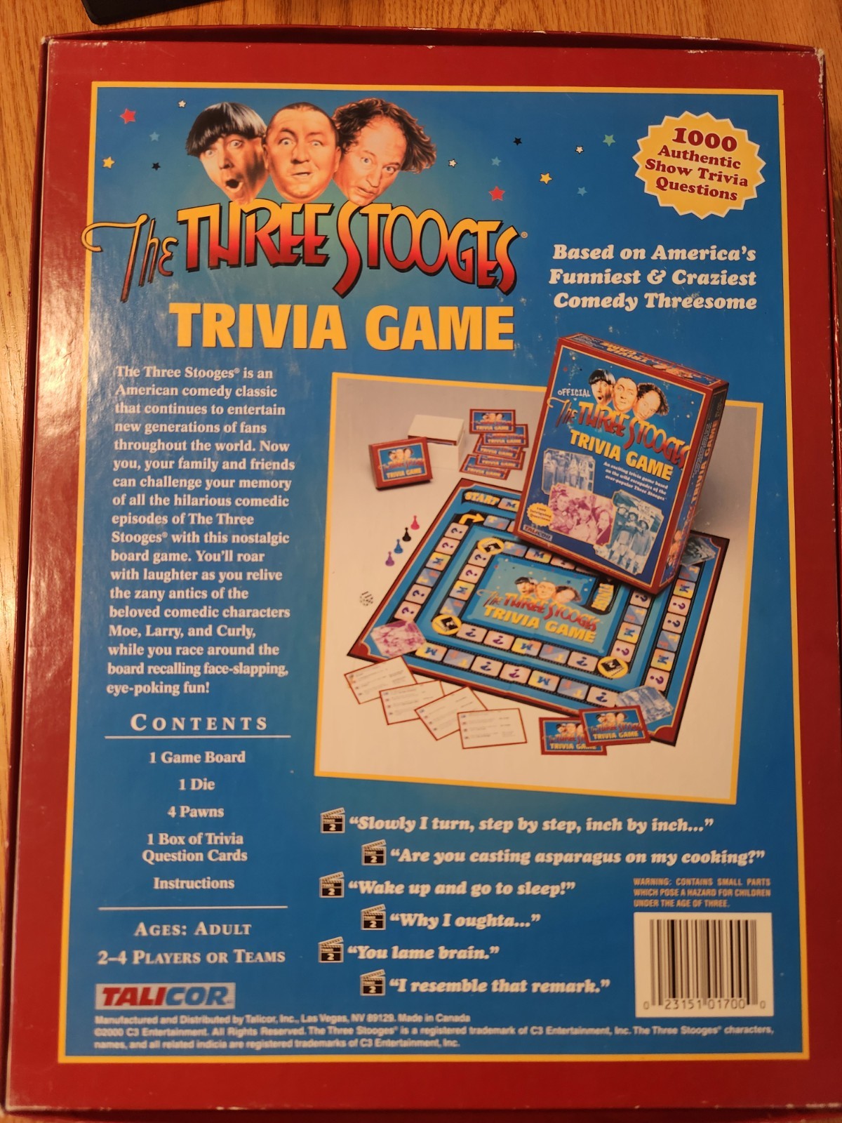 The Official Three Stooges Trivia Game 2000 By Talicor Mo Larry Curly Nyuk Nyuk